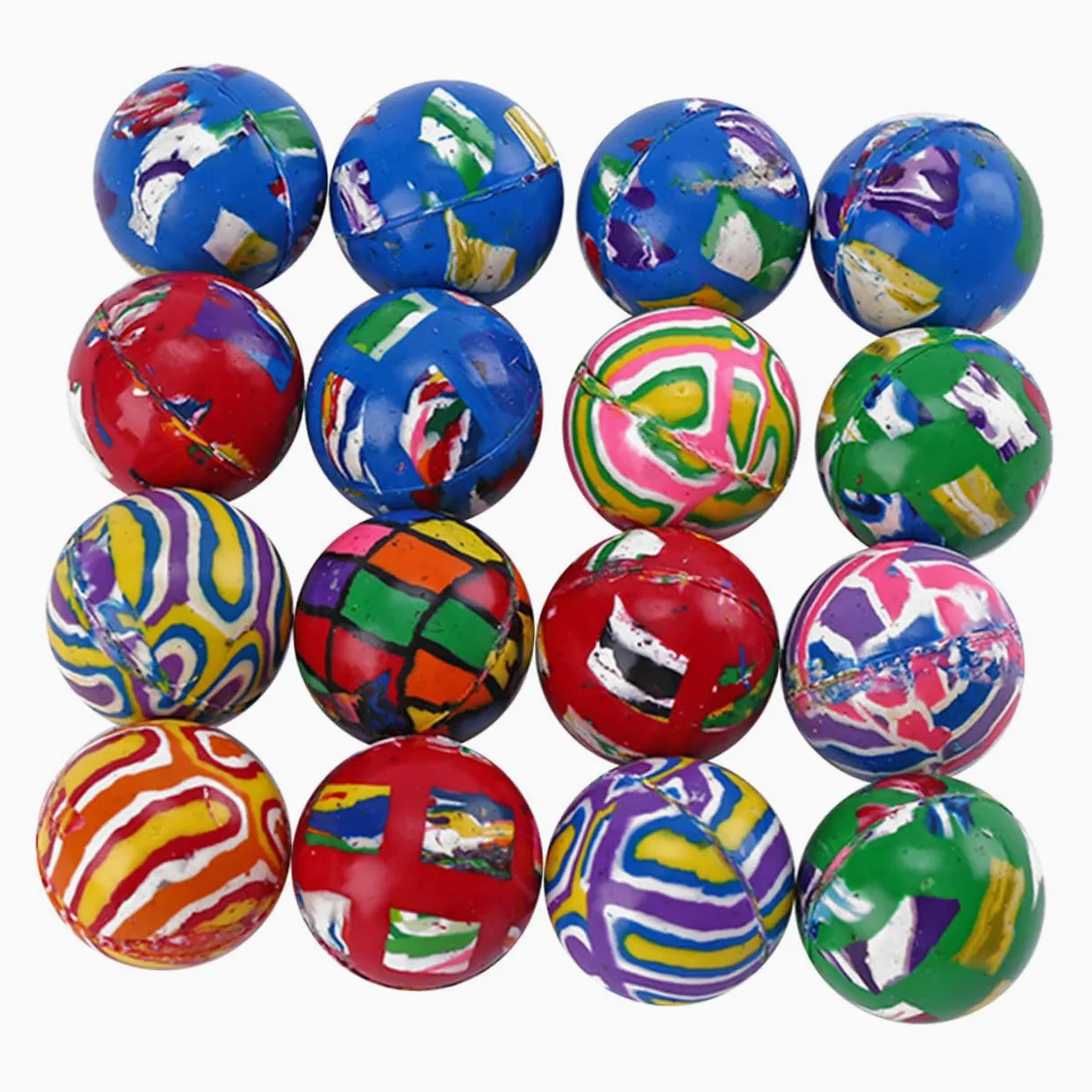 100 Pezzi Palline di Gomma Elastiche per Bambini, Palline da Gioco Morbide Forte Rimbalzo per Bambini Che Giocano e Feste di Compleanno Stili Multipli