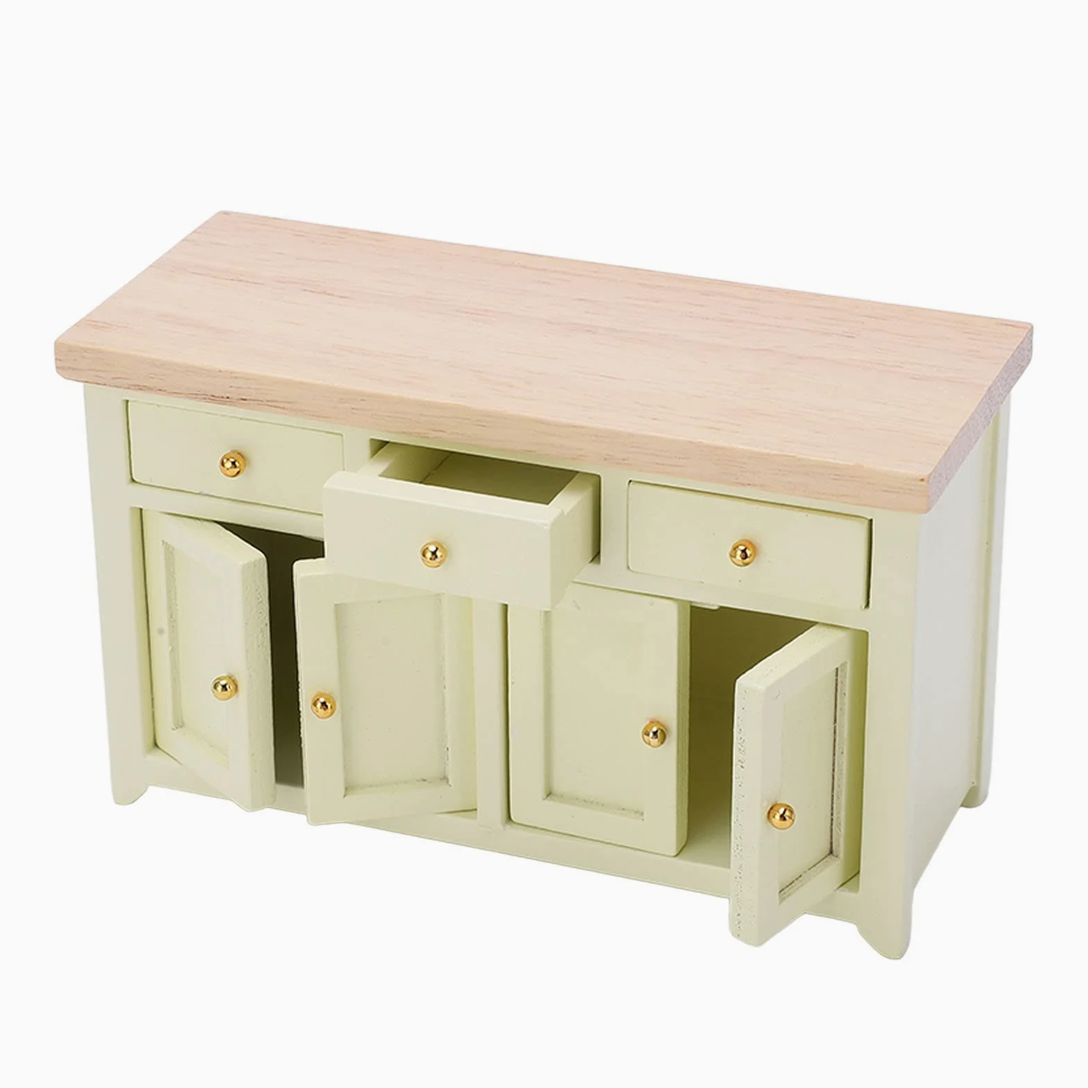 Armadietto per casa delle bambole Armadietto portaoggetti per casa delle bambole in miniatura in betulla in scala 1:12 (Crema)
