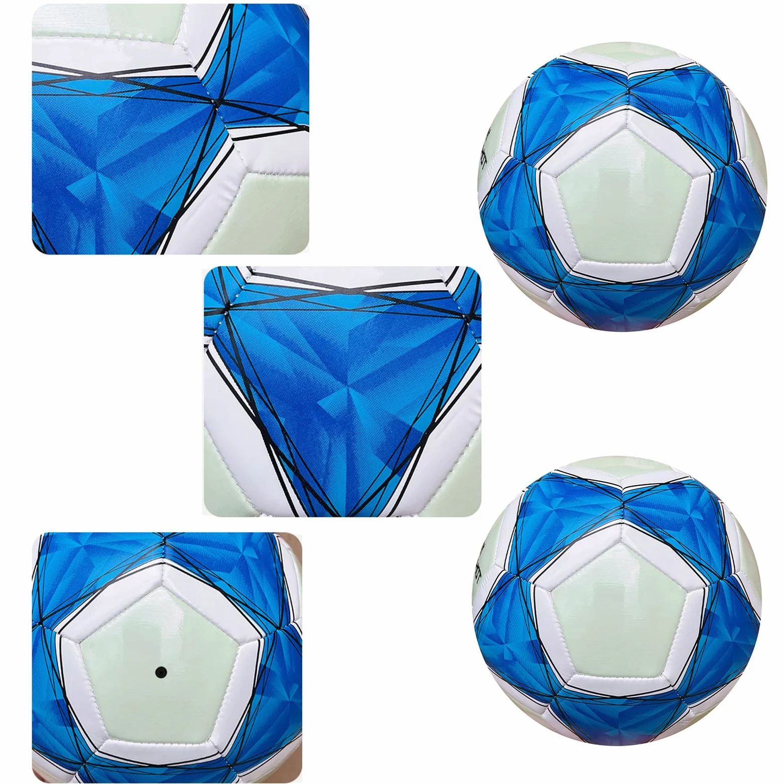 Pallone da calcio fluorescente al buio, con luci LED, riflettenti, misura 4, 5, per calcio luminoso