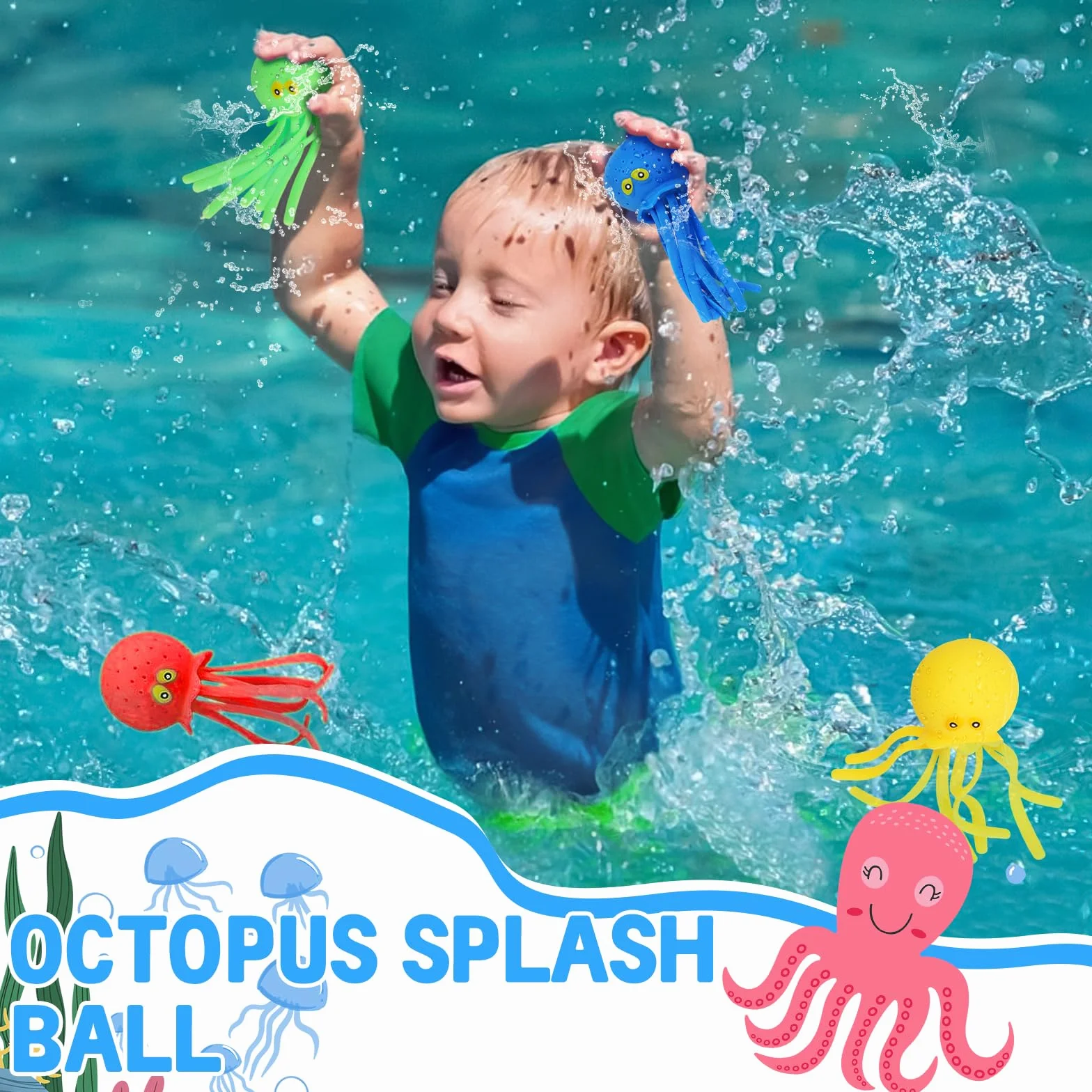 4 Pezzi Giocattolo Medusa ad Acqua, Giocattolo Fidget Morbido Galleggiante per Bagnetto, Giocattolos Divertente per Piscina, Regalo di Vacanze Estive per Bambini