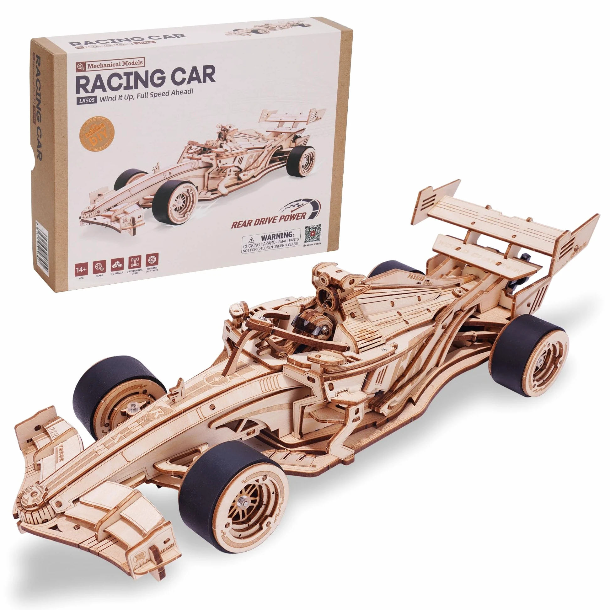 ROWOOD Kit di modelli di auto da corsa in legno per adulti e ragazzi da costruire, puzzle in legno 3D, kit di costruzione di modelli di veicoli, kit di artigianato fai da te, regalo creativo per lui