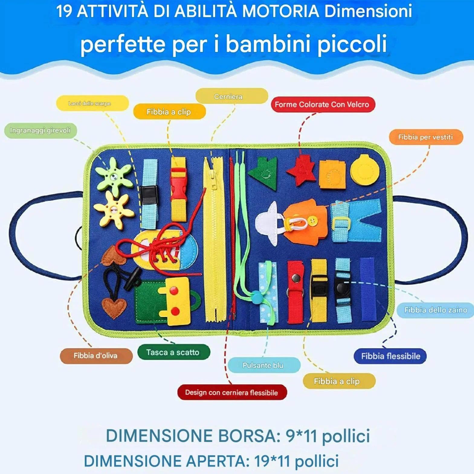 Generico Giocattoli Sensoriali Per Bambini - Lavagna Sensoriale Con Libro Morbido E Occupato, Giochi Di Viaggio Su Strada Attività Motorie, Forniture Per L'asilo Giocattolo Per Lo Sviluppo Delle Abili