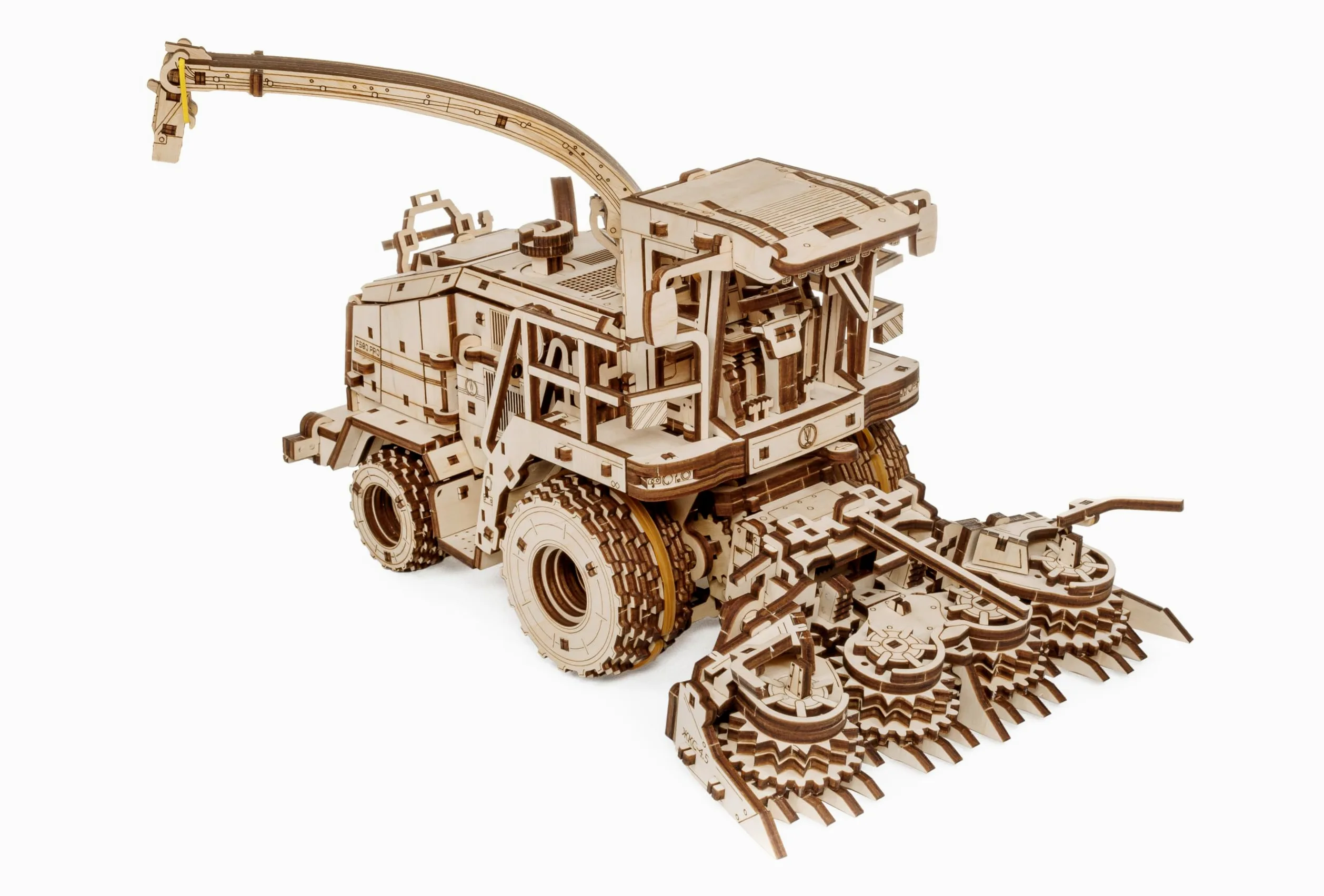 EWA Eco-Wood-Art - Puzzle in legno 3D per ragazzi e adulti, 14+ - Macchina raccolta FS80 - Kit fai da te, montaggio fai da te, non richiede colla - 580 pezzi