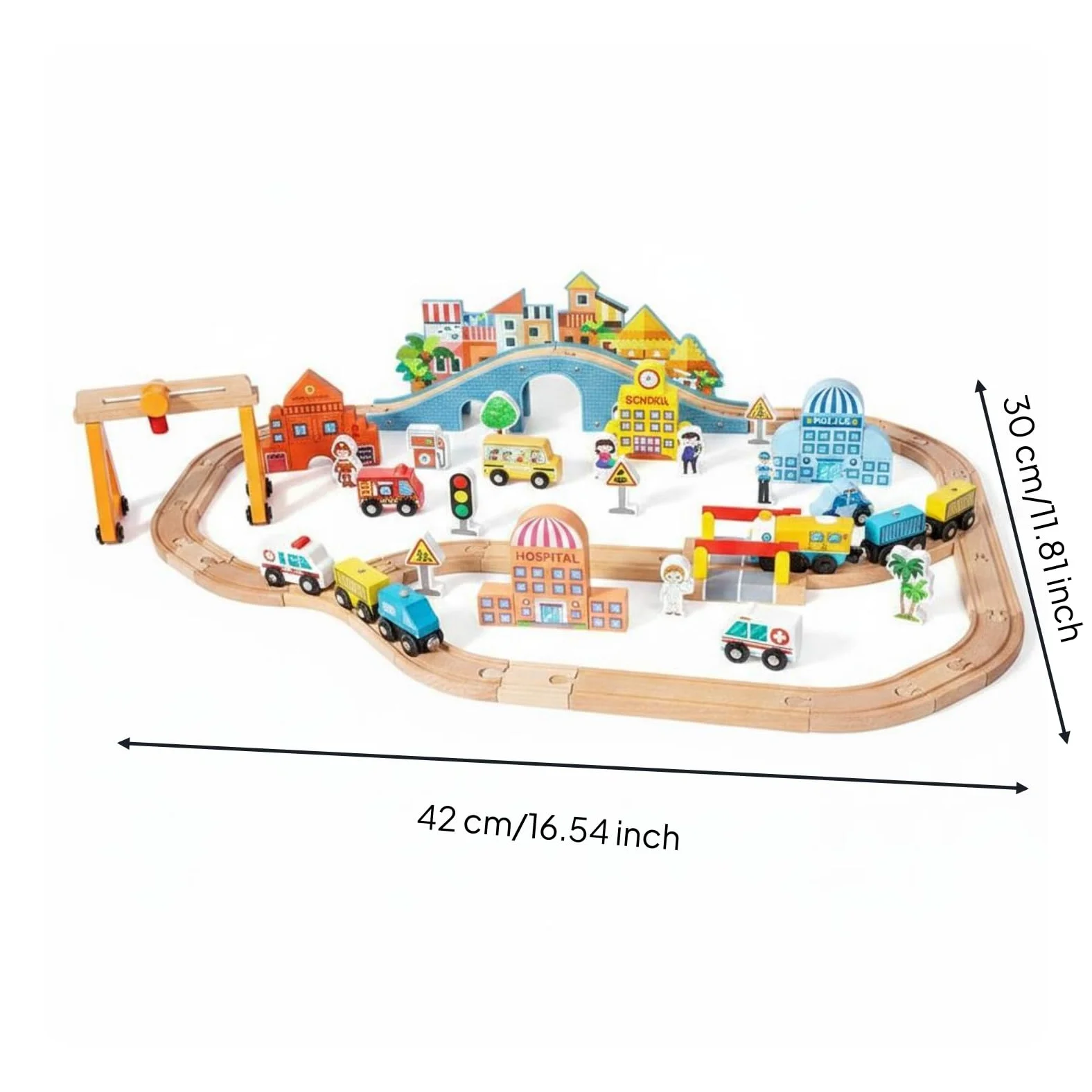Set Trenino Elettrico in Legno Compatibile Set Ferroviario Legno Magnetico Trenino con Binari per Bambini 2+