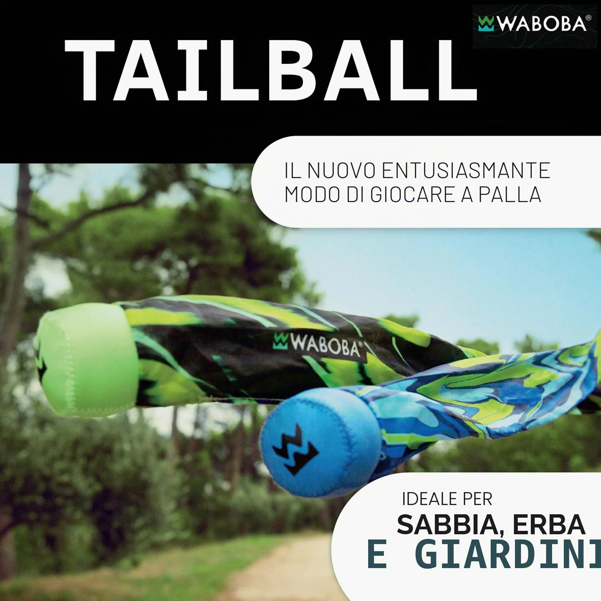 Waboba Tailball - Giocattolo da lancio con coda lunga, 80 cm, per bambini e adulti