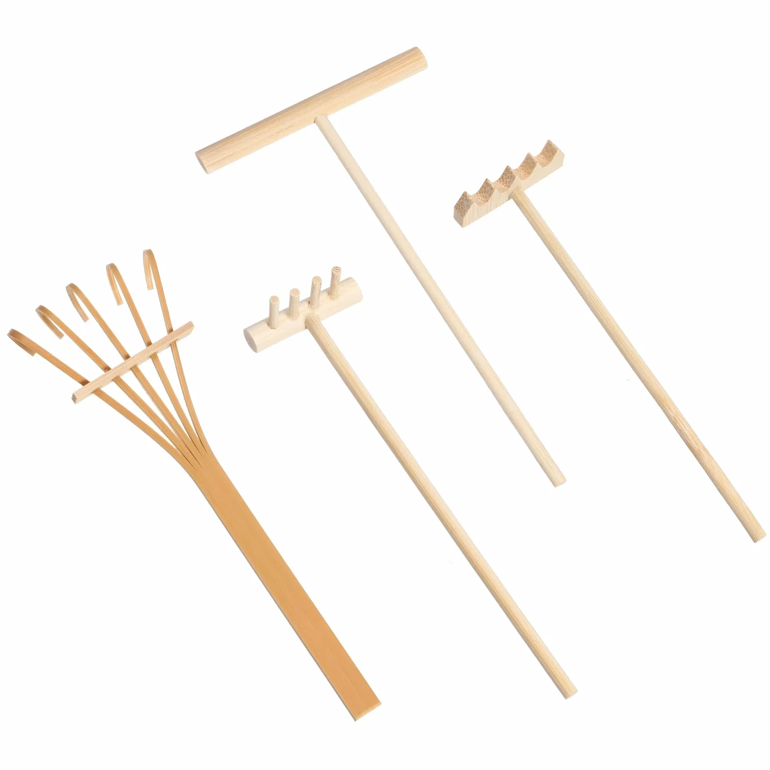 cobee Set di 4 attrezzi da giardino Mini Zen, mini rastrello, rastrello zen, per casa, ufficio, tavolo, casa delle bambole