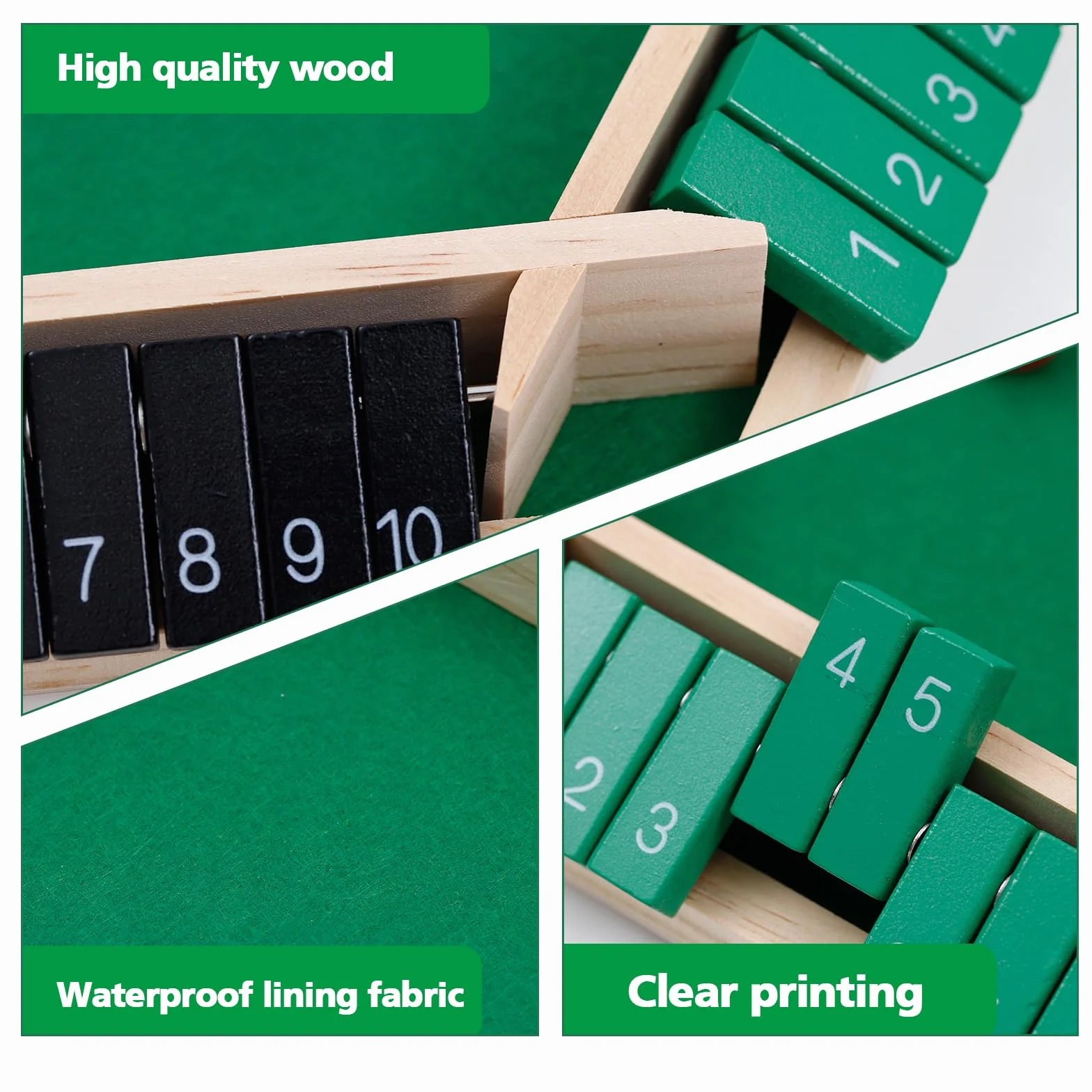 Flero Shut The Box - Set di dadi a 6 giocatori, tattica e gioco di calcolo (multicolore)