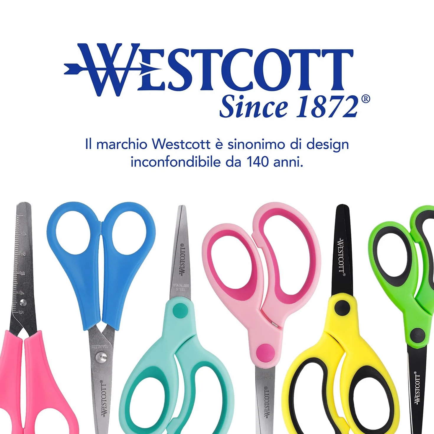 Westcott Forbici per bambini giallo per mancini | Forbici con scala integrata da 5 cm | Forbici da bricolage da 13 cm (5") ideali per le mani dei bambini | Punta arrotondata | E-21593 00