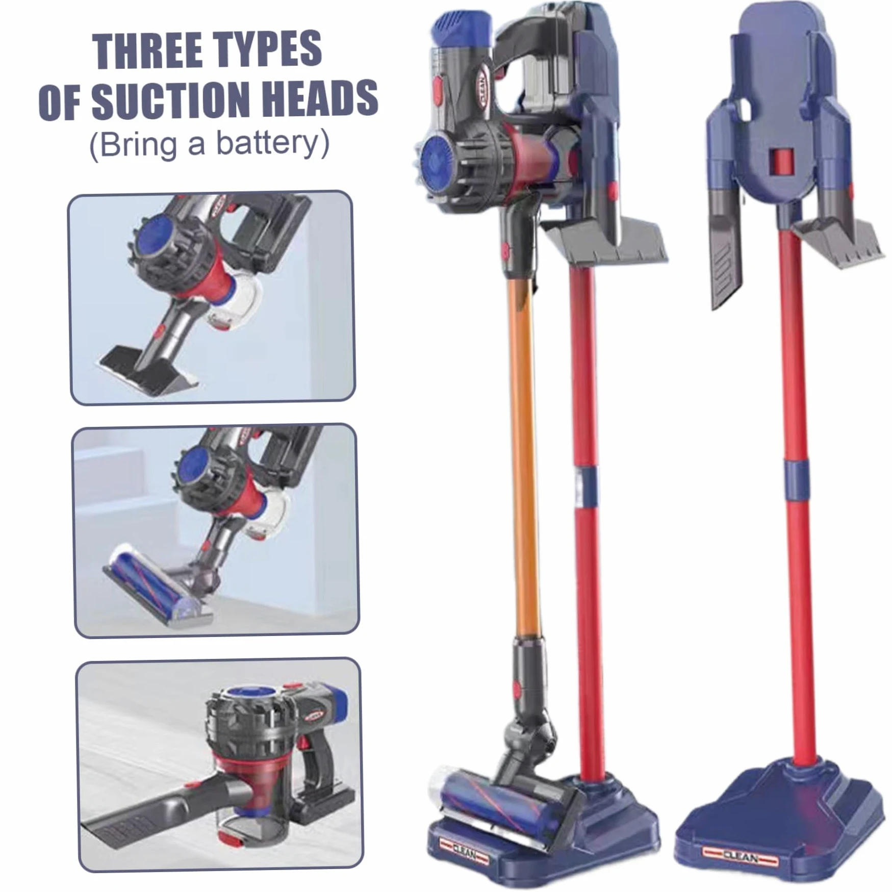 Aspirapolvere per bambini che funziona davvero Set di aspirapolvere realistico per bambini con batteria e suono, include testa, supporto, ugelli e altro giocattolo educativo per giochi di finz