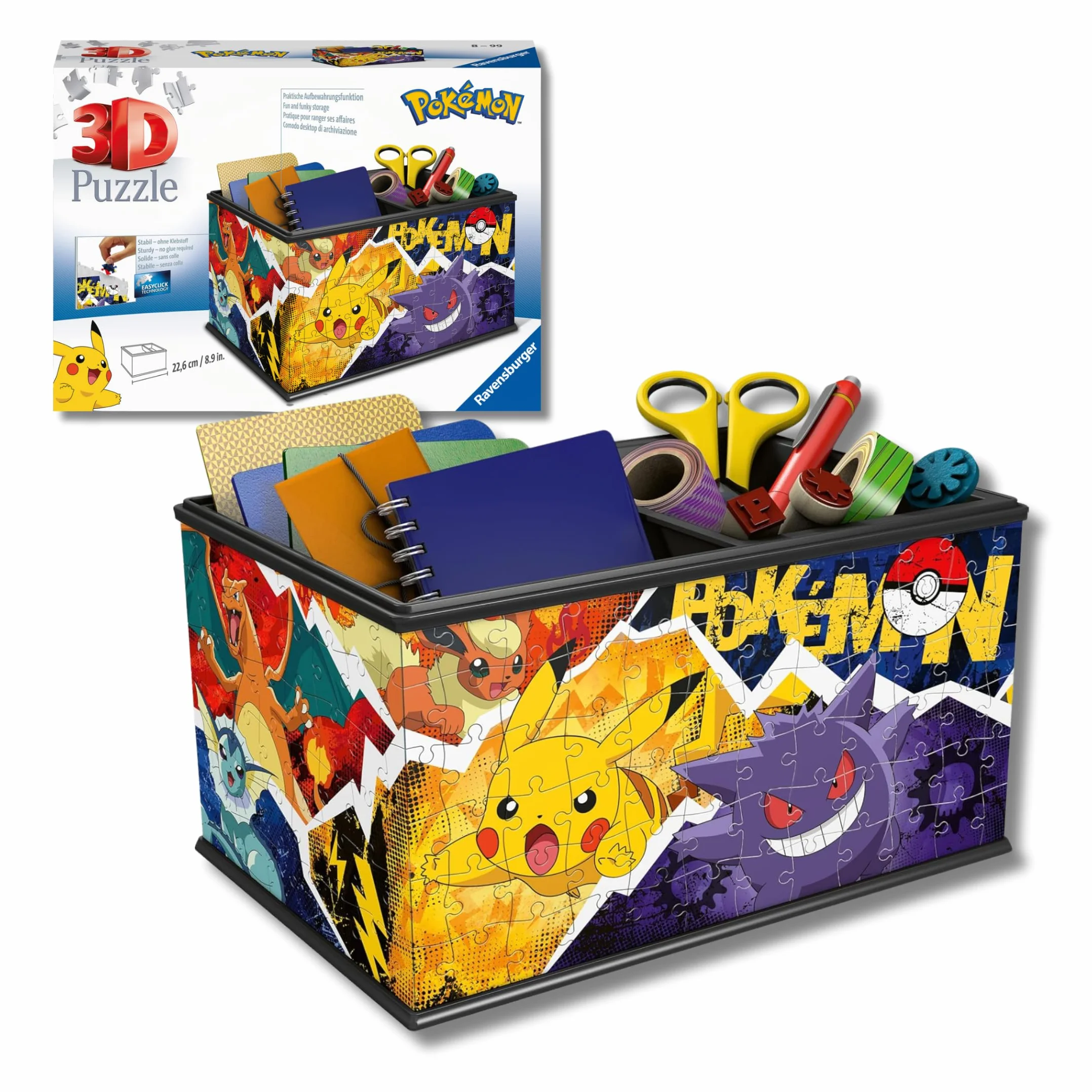 Ravensburger - Puzzle 3d Pokemon Storage Box | Puzzle 3d Bambini A Partire Dagli 8 Anni | Modellismo Da Costruire Bambini Di 216 Pezzi | Regalo Bambino 8 Anni E Più