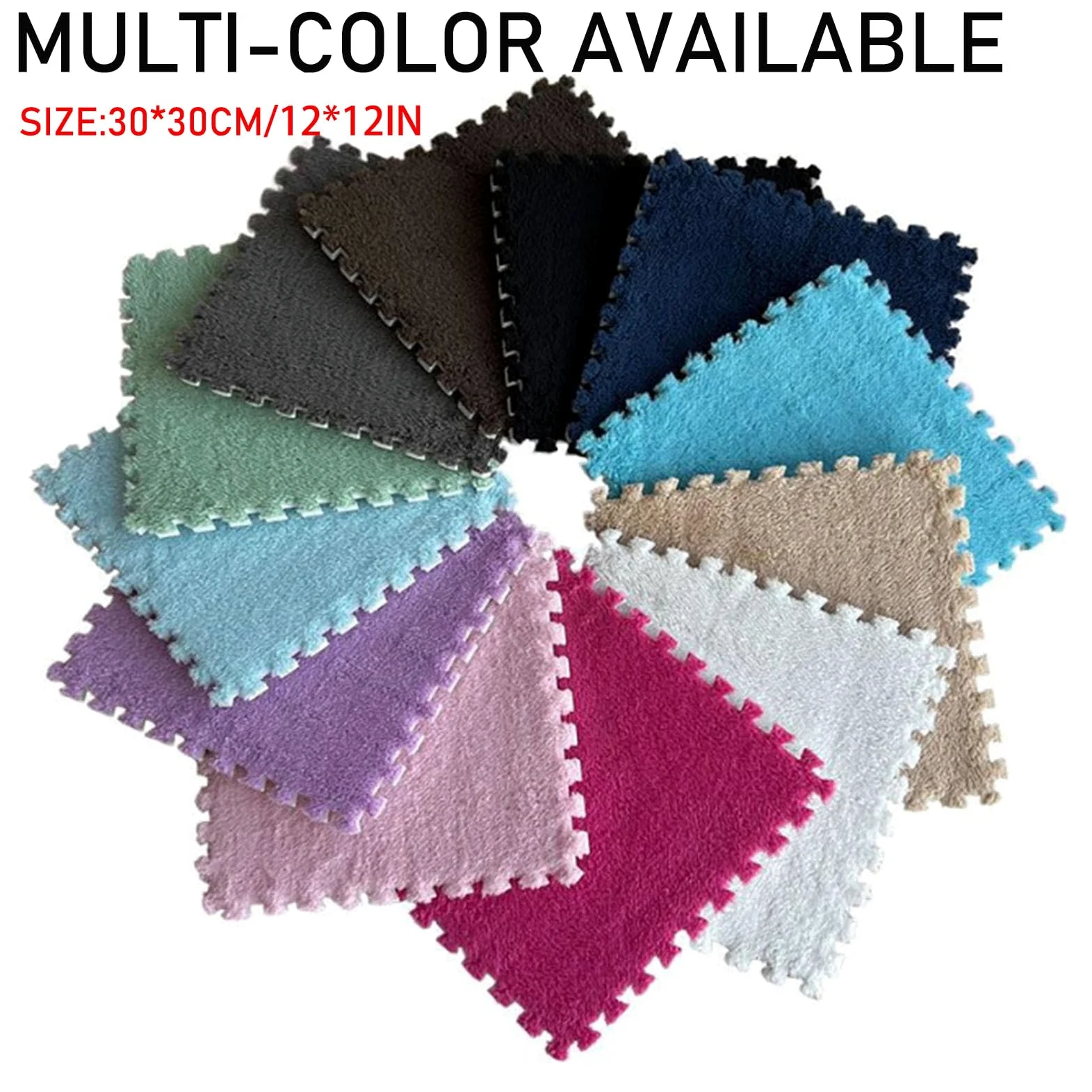 Splice Interlocking Carpet 16 Pezzi Tappetino Interlocking Carpet, Piastrelle per Moquette Soffice, Tappeto Interlocking in Schiuma Morbida, Tappeto Patchwork Antiscivolo,White+Pink