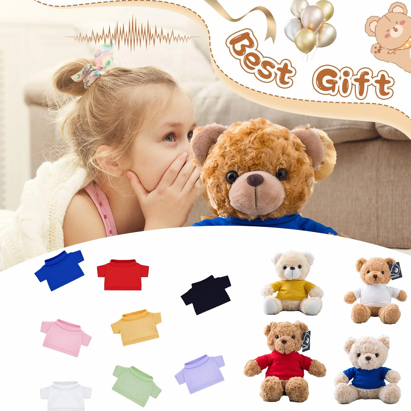 Vestiti Personalizzati per Oorsacchiotti con Nome del Foto, Abbigliamento Personalizzato Animali Peluche Adatto a Orsi di Peluche di 20-40 cm, Abbigliamento Personalizzato per Bambole