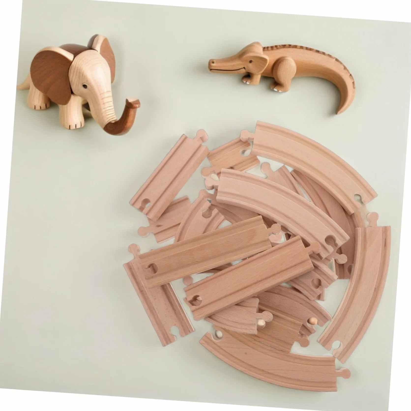 SUPVOX Espansione Binari Treno in Legno Gancio a Croce Binari Curvi e Dritti Accessori di Gioco per Trenini in Legno Compatibili con Treni
