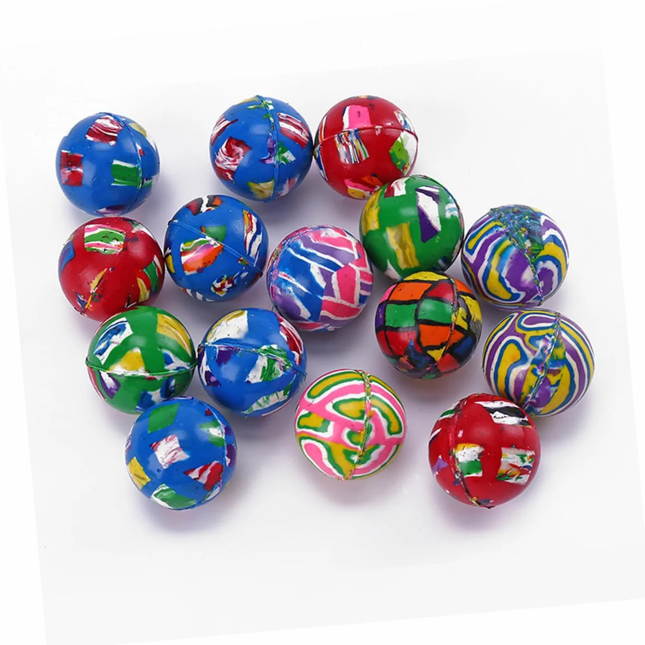 100 Pezzi Palline di Gomma Elastiche per Bambini, Palline da Gioco Morbide Forte Rimbalzo per Bambini Che Giocano e Feste di Compleanno Stili Multipli