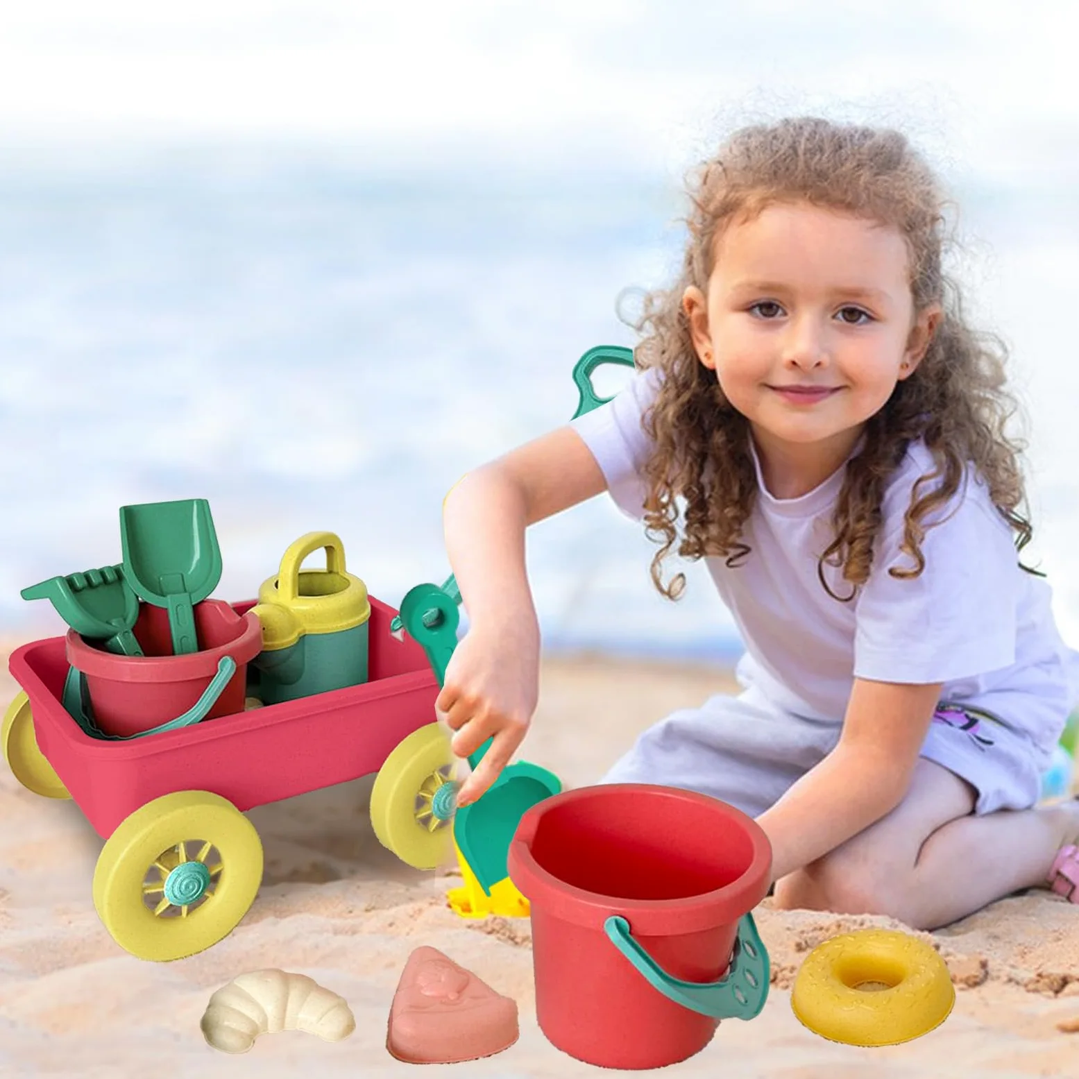 Beach Toys, Kit di costruzione di sabbia 8 pezzi giocattoli di sabbia per | Playset esterno interattivo per spiaggia di mare al di fuori del campeggio