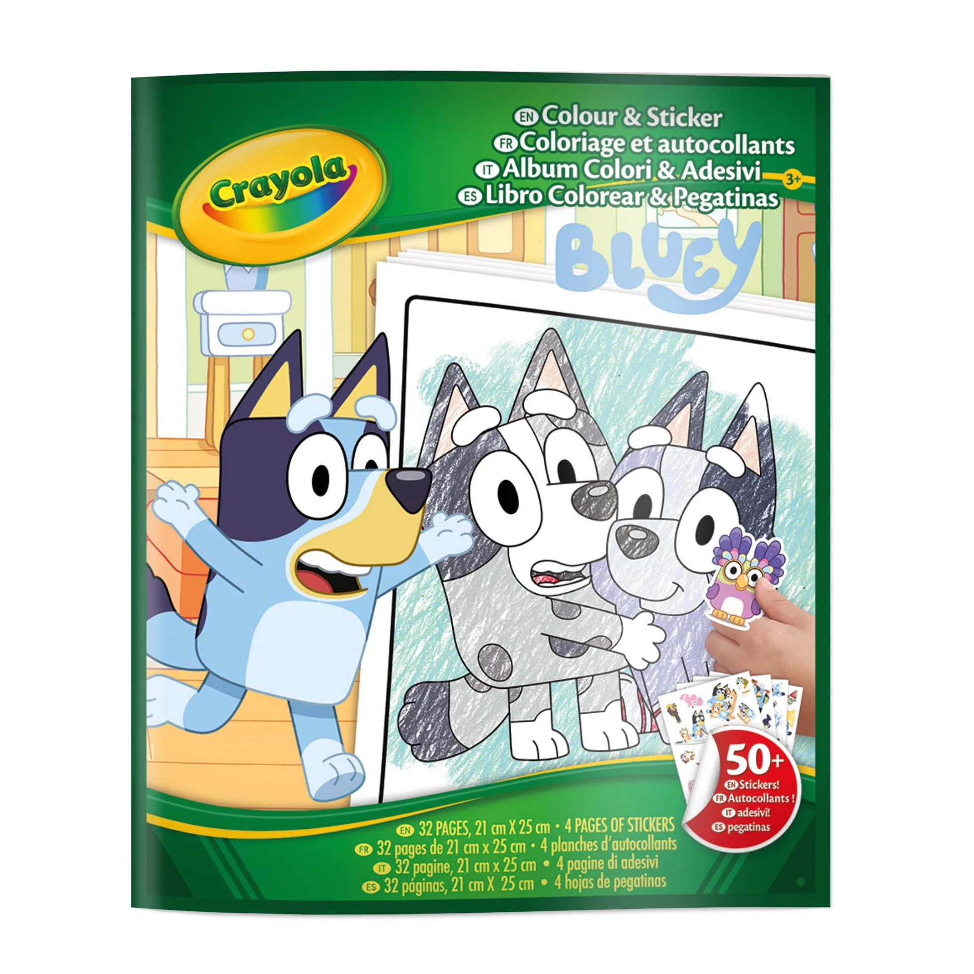 Crayola - Album da colorare con Sticker, Soggetto Bluey, 32 Pagine Divertenti e 4 Fogli di Adesivi Inclusi, 04-2664G