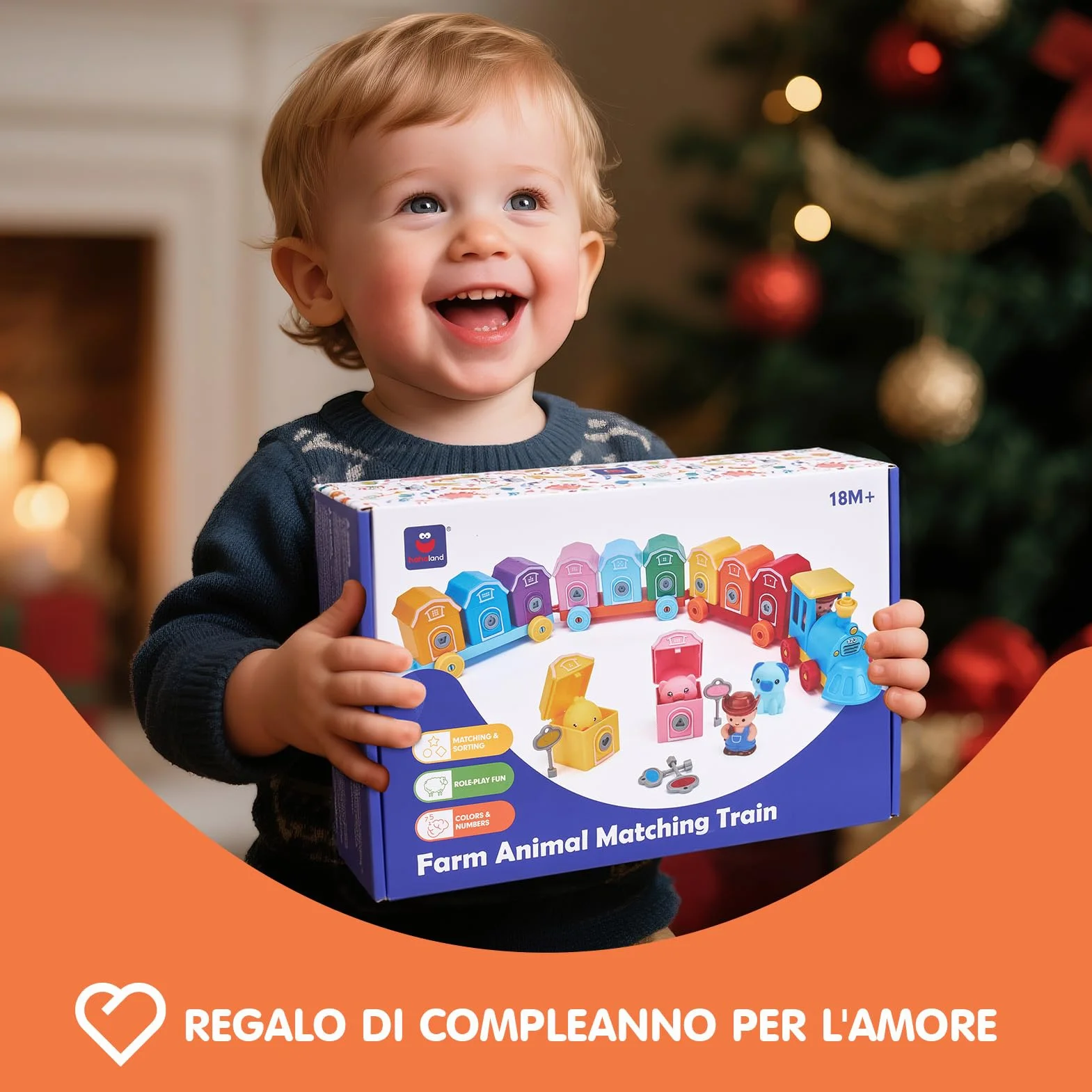 hahaland Giochi Montessori 1 Anno, Set Treno Giocattolo Educativo con Conteggio, Abbinamento e Ordinamento per Bambino 1 2 3 Anni
