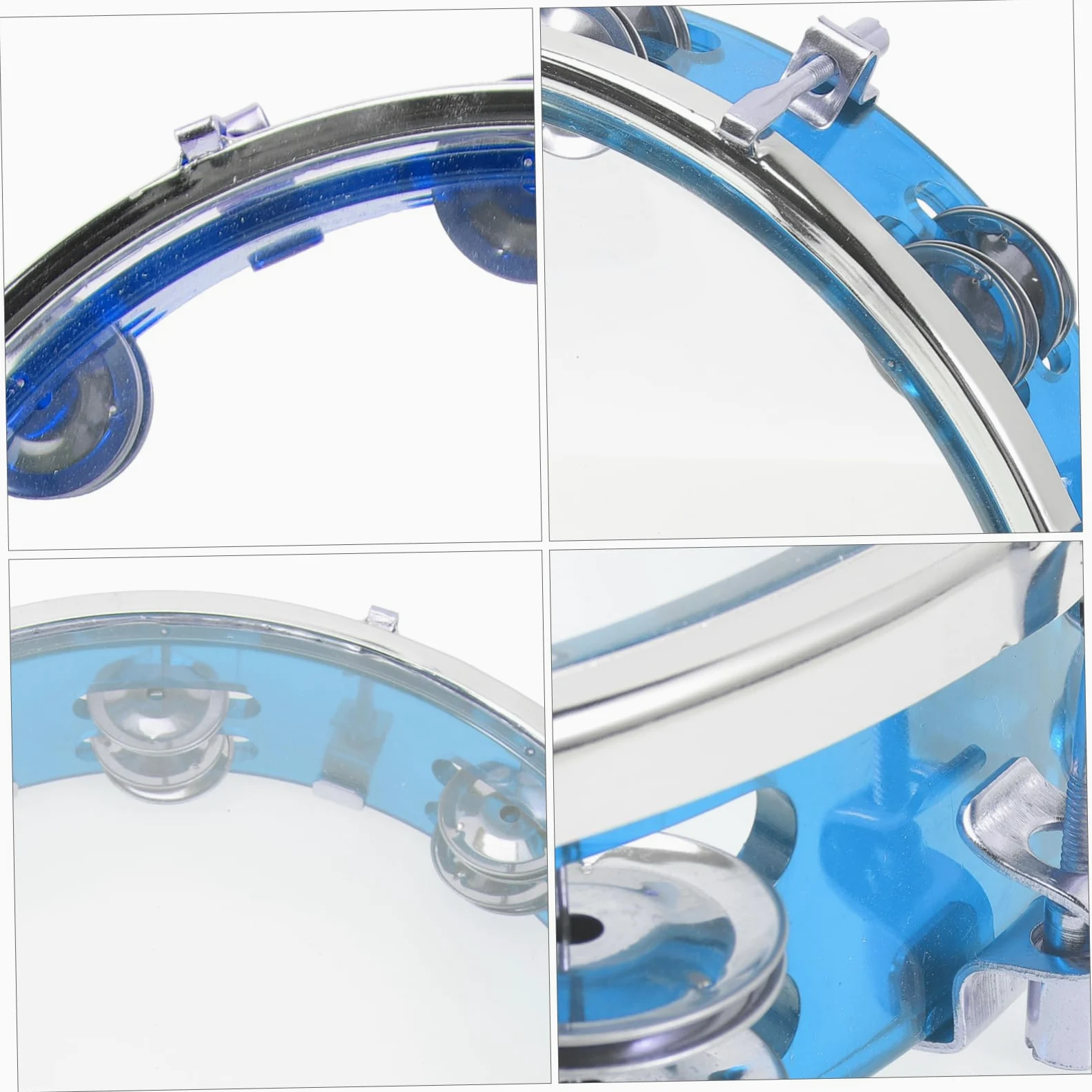 Tambourine per Mano Strumento Musicale Percussione Leggero Sonoro Resistente per Feste e Attività Allaperto Blu