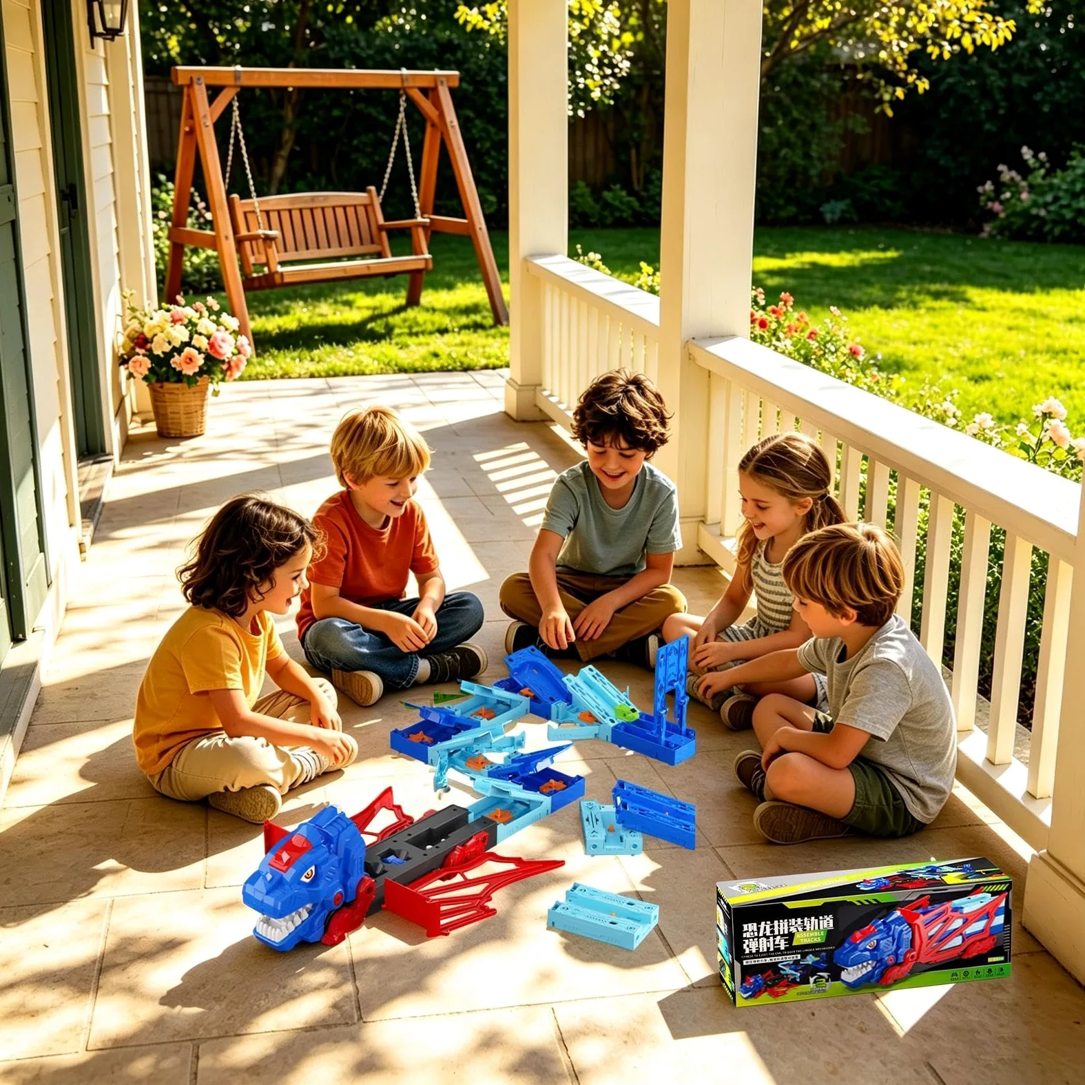 Generico Pista Auto Dinosauri Da Corsa Interattivo Flessibile DIY Educativo | Set Giocattolo Pista Dinosauri Con Veicoli Per Bambini E Bambine Interno Esterno Prescuola Asilo Viaggio Compleanno