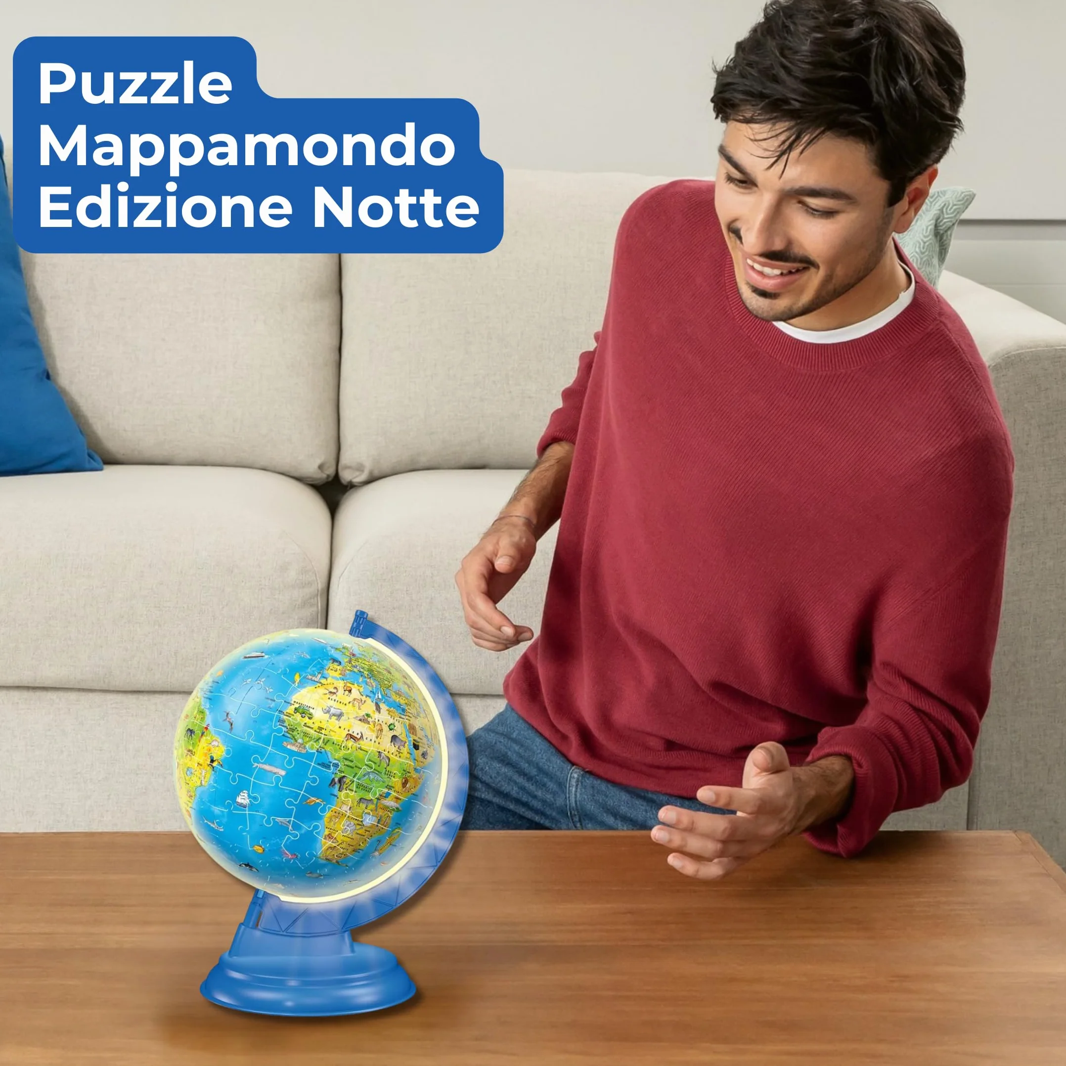Ravensburger - Puzzle 3d Globo Terrestre Night Edition | Puzzle 3d Bambini A Partire Dai 6 Anni | Modellismo Da Costruire Bambini Di 188 Pezzi | Regalo Bambino 6 Anni E Più