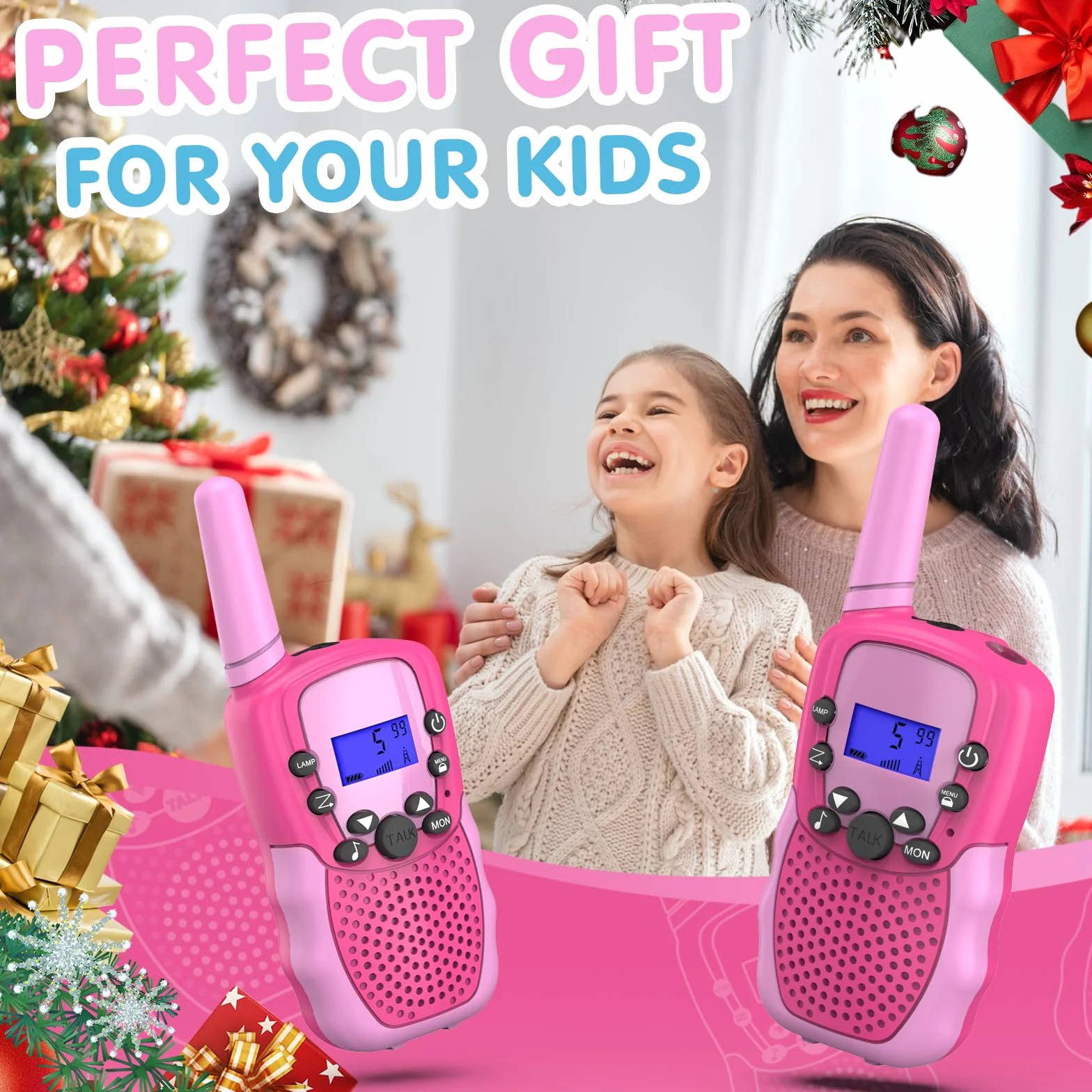 Walkie Talkie per Bambini 8 Canali Radio a 2 Vie con Torcia LCD Retroilluminata Giocattoli 3-12 Anni Regali