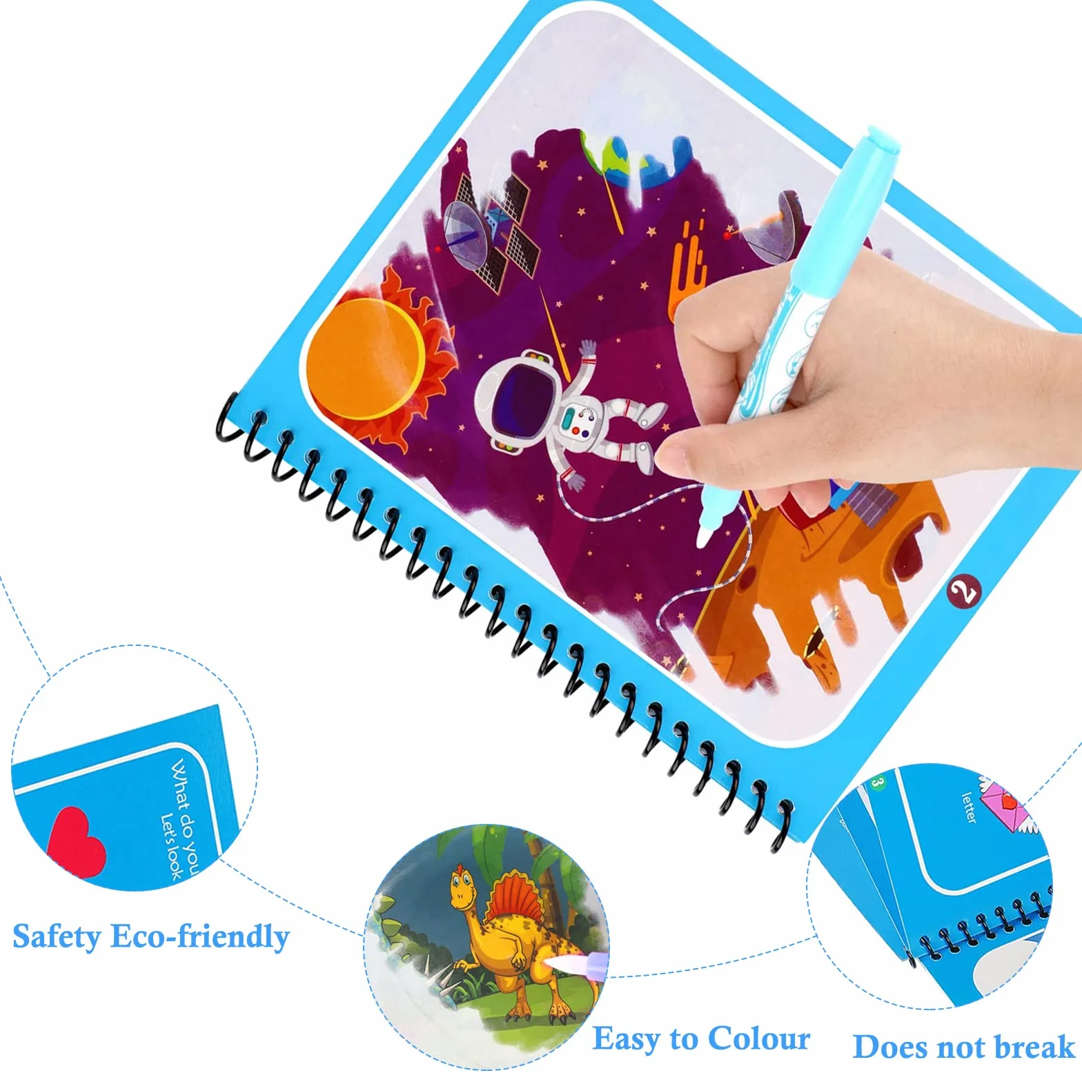 Libro Magico ad Acqua da Colorare 6 Pezzi, Water Book da Disegno, Riutilizzabili con Penna ad Acqua Regalo per Bambini Dai 3 Anni +