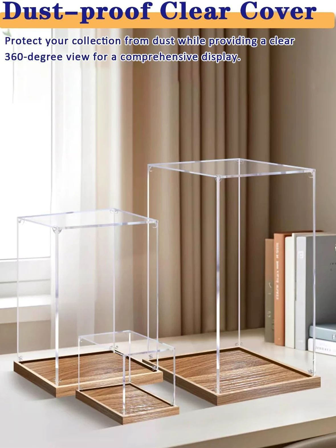 Vetrinetta Espositiva Vetrina Espositiva Extra Alta In Acrilico con Base In Legno, Ampia Scatola Protettiva Antipolvere per Modellini/figurine, Cubo Organizer Trasparente(40x25x60cm(16"x10"x24"))