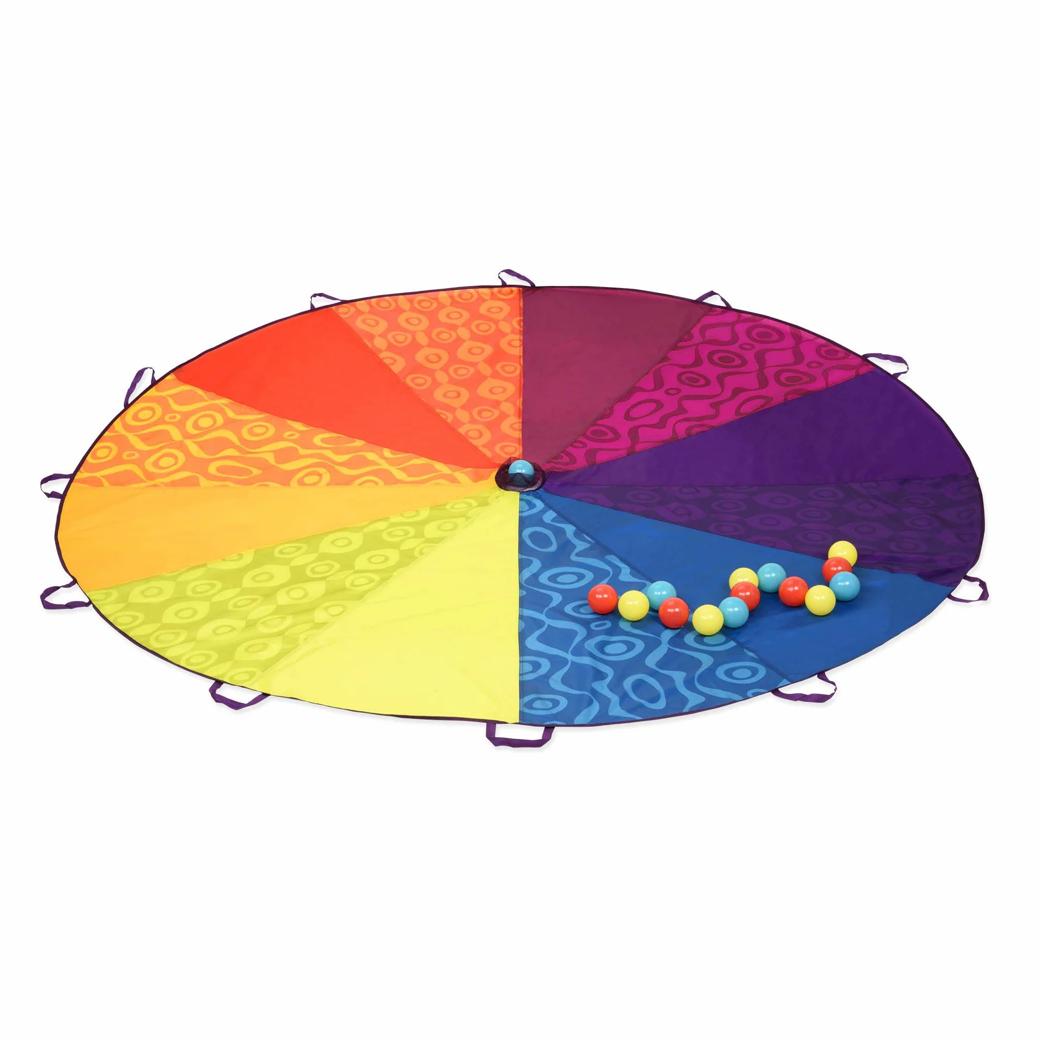 B. toys - Paracadute per Bambini - Giocare a Paracadute con 15 Palline Colorate - Tenda a Vento con 12 Maniglie - Giochi all'aperto per Bambini - 3 Anni +