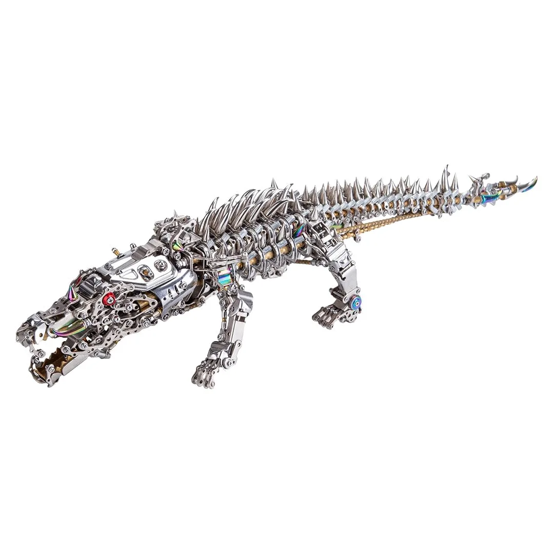 Peiro Puzzle in metallo 3D, con coccodrillo 3D, set di puzzle 3D, 1500 pezzi, set di puzzle a coccodrillo, set di puzzle 3D, in metallo, per adulti e bambini, argento