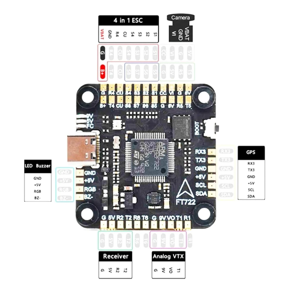 F722 Stack F7 Flight Controller BLHELI_S 80A 4in1 ESC 30.5X30.5mm 3-6S per RC FPV 13 Pollici 15 Pollici Freestyle Drones Parts