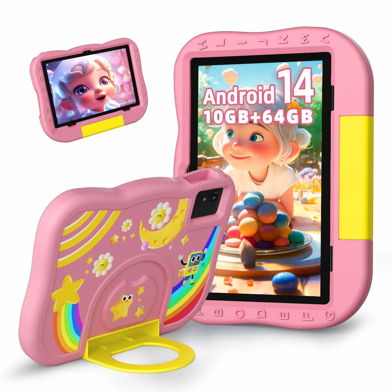 Tablet per bambini 10 pollici Android 14 tablet per bambini con octa-core, 6000 mAh, 10GB RAM + 64GB ROM, doppia fotocamera, WiFi, BT5.2, controllo parentale, bambini Tablet di apprendimento bambini