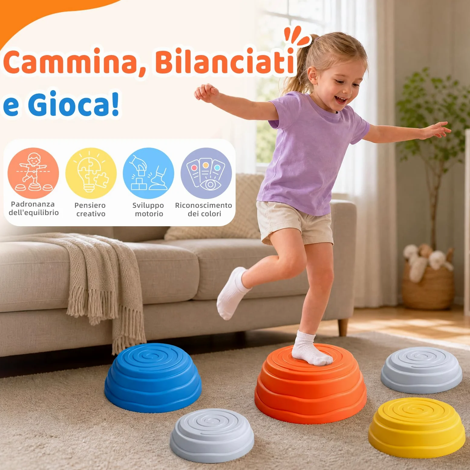 Rtomy Stapelstein, Pietre Equilibrio Bambini, Stepping Stones Giochi da Esterno e Interno, Antiscivolo e Silenzioso, Favorise Equilibrio e Coordinazione, Regalo Bambini 3 4 5 6 Anni