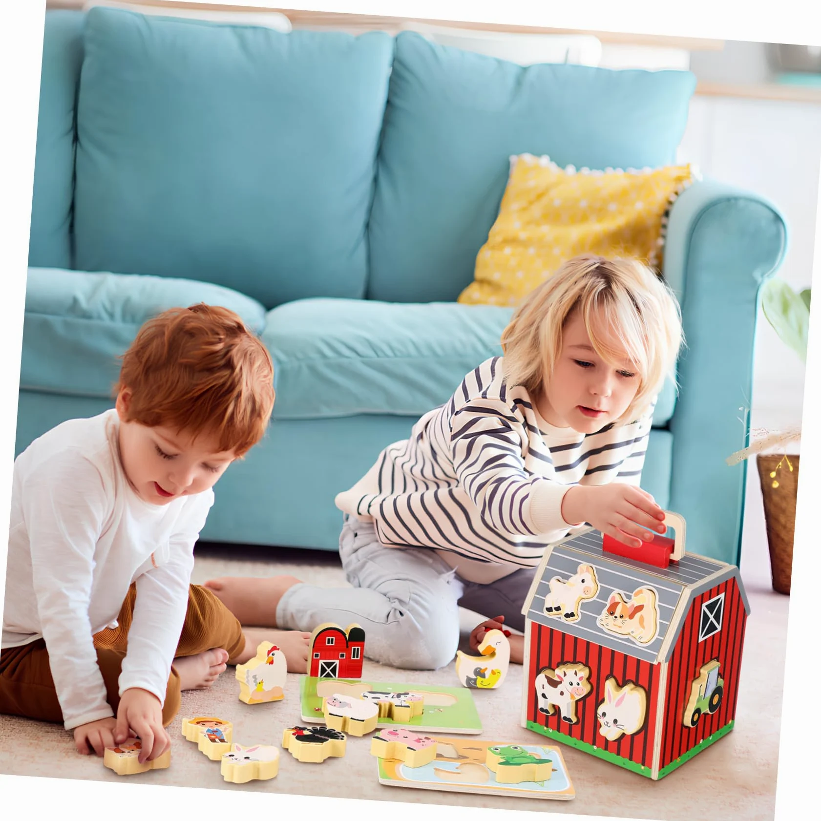 Toddmomy Giocattoli Montessori Fattoria per Anni Animali in Legno Sicuri e Didattici con Fienile Stimolazione Visiva e Sviluppo Cognitivo per Piccoli