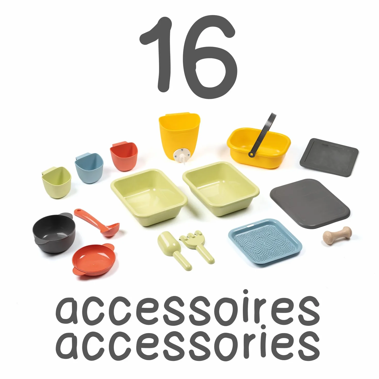 Smoby Life - Mud Cooking House - Cucina con pentole e teiere - Ampio piano di lavoro - 16 accessori inclusi - Materiale riciclato - Dai 2 anni in su - Prodotto in Francia