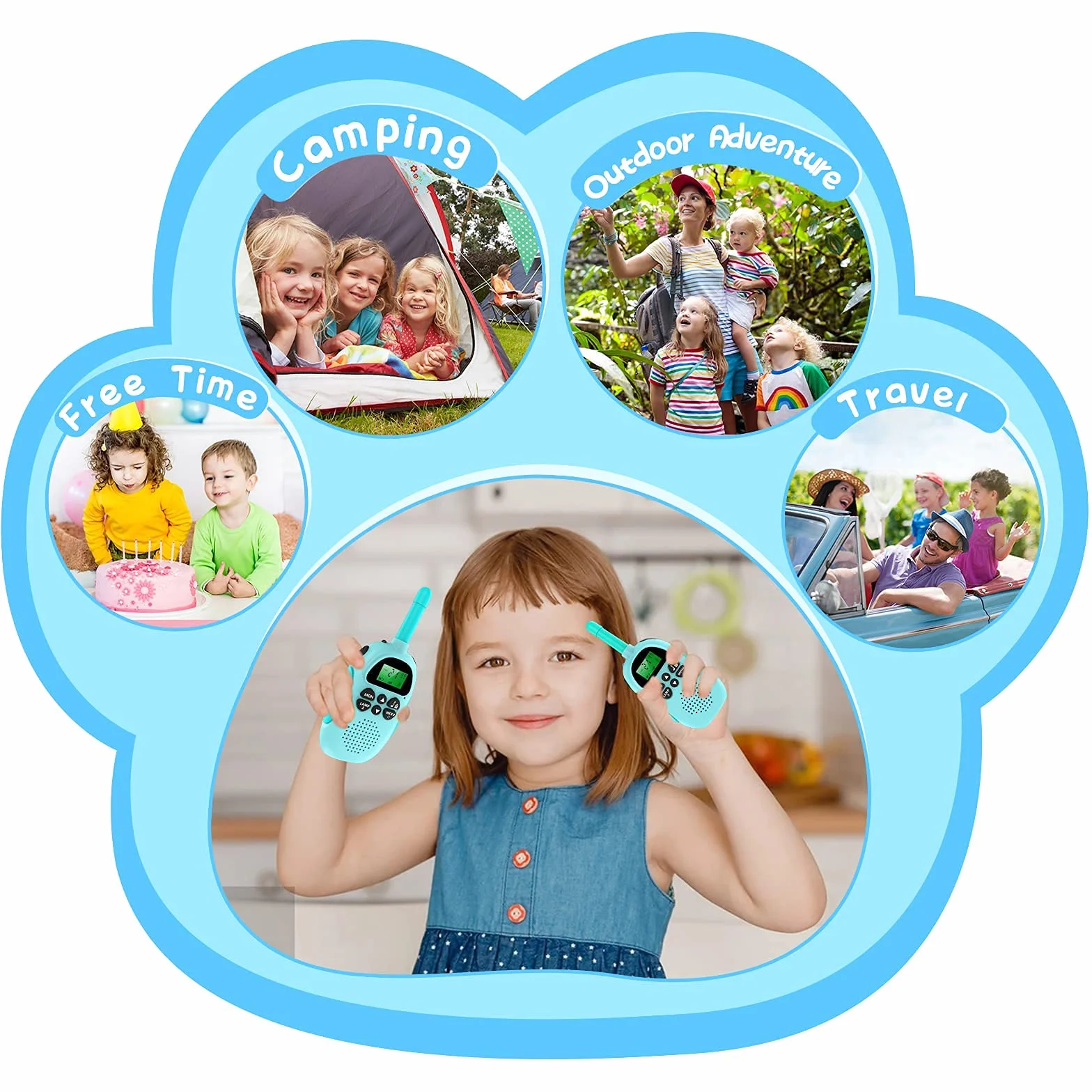 Uleway Walkie Talkie Ricaricabili Lunga Portata 16 Canali LCD Retroilluminato VOX Blocco Tastiera Torcia per Bambini 3-12 Anni