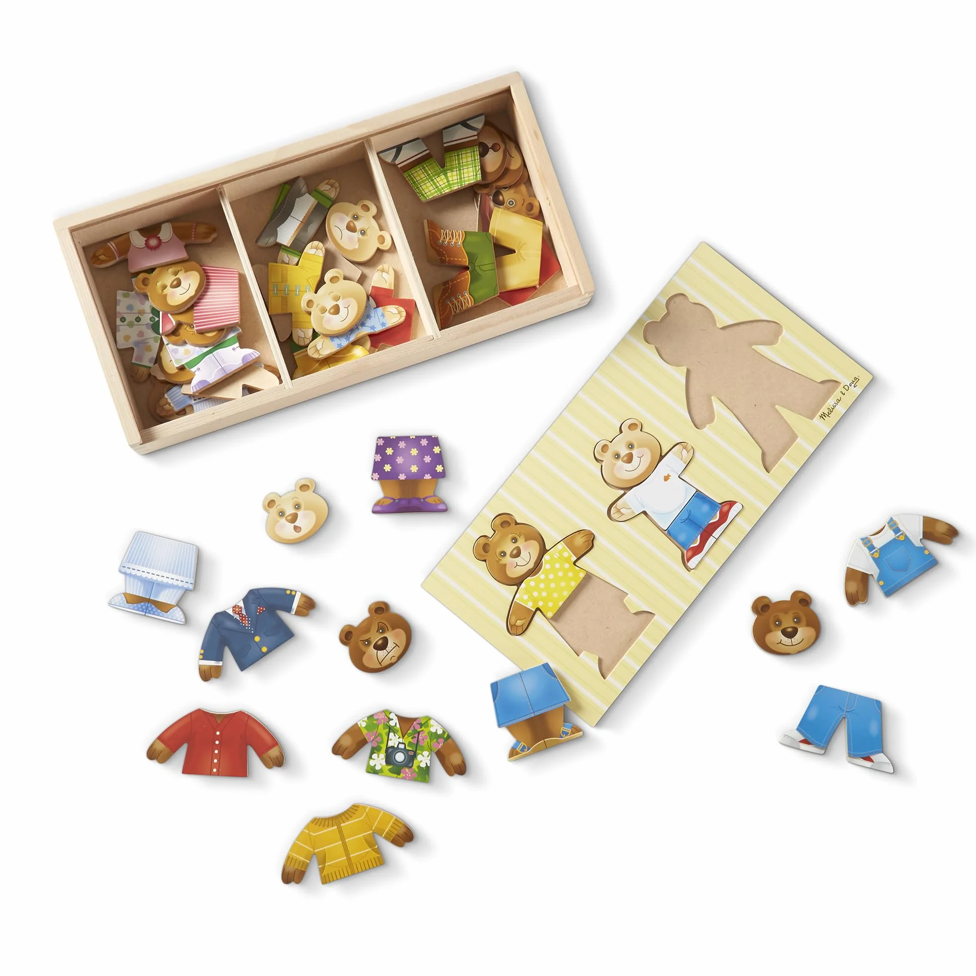 Melissa & Doug Puzzle in Legno per Bambini - Vesti la Famiglia Orsi, Giochi in Legno, Giochi Montessori Educativi, Gioco Creativo, Puzzle Grandi, Regalo per Bambini e Bambine, 3+ Anni