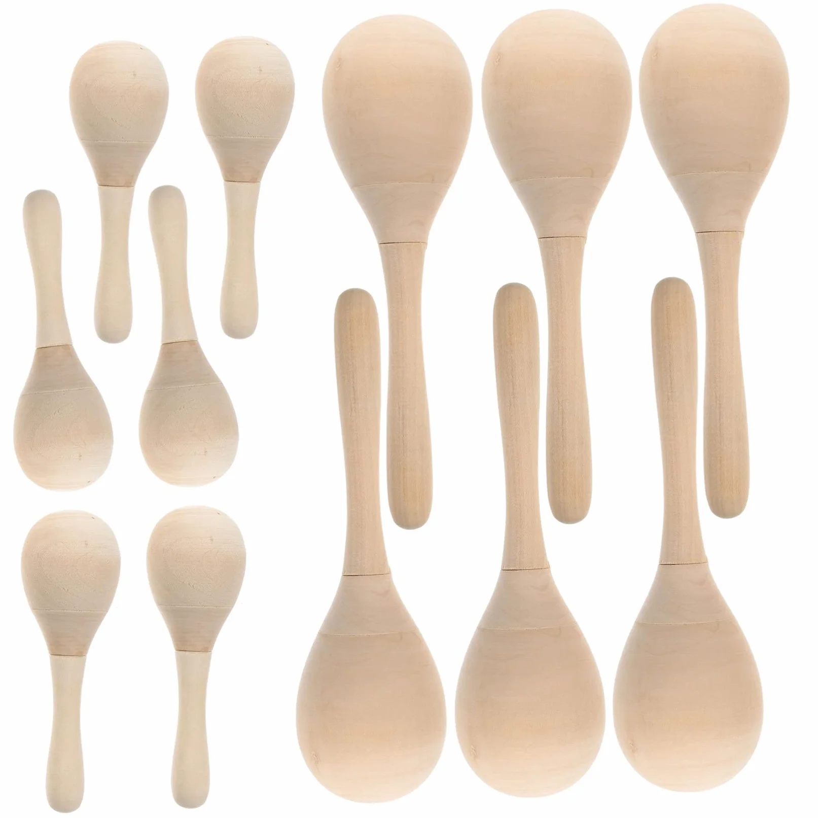 12 Pezzi Maracas in Legno per Ragazzo Ragazza, Giocattoli Musicali Educativi per Feste e Casa, Strumenti Percussivi Fai da Te per Sviluppo Coordinazione Manuale e Artistica