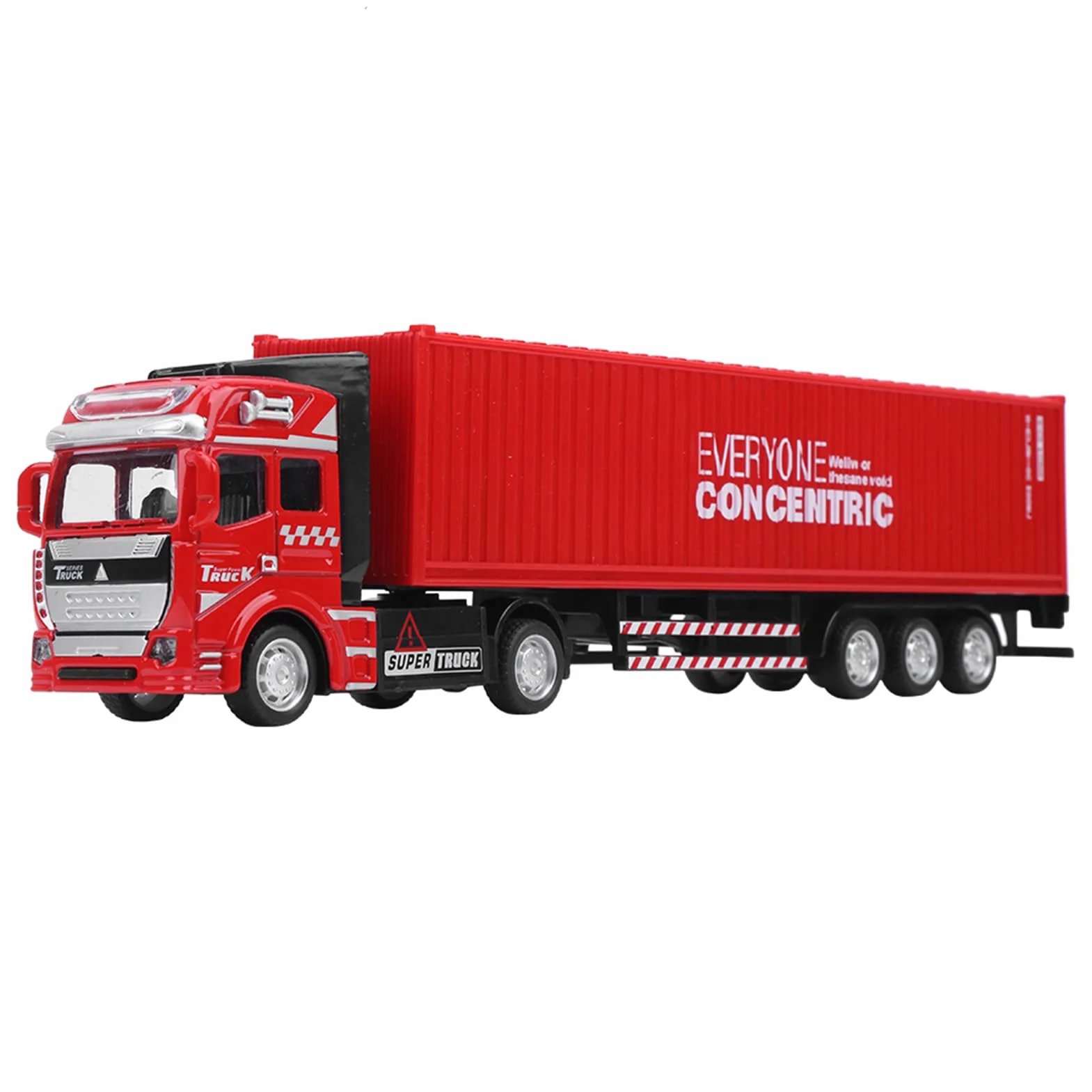 48 Modello Camion Portacontainer Lega Giocattolo con Trazione e Carrozzeria Rimovibile Rosso