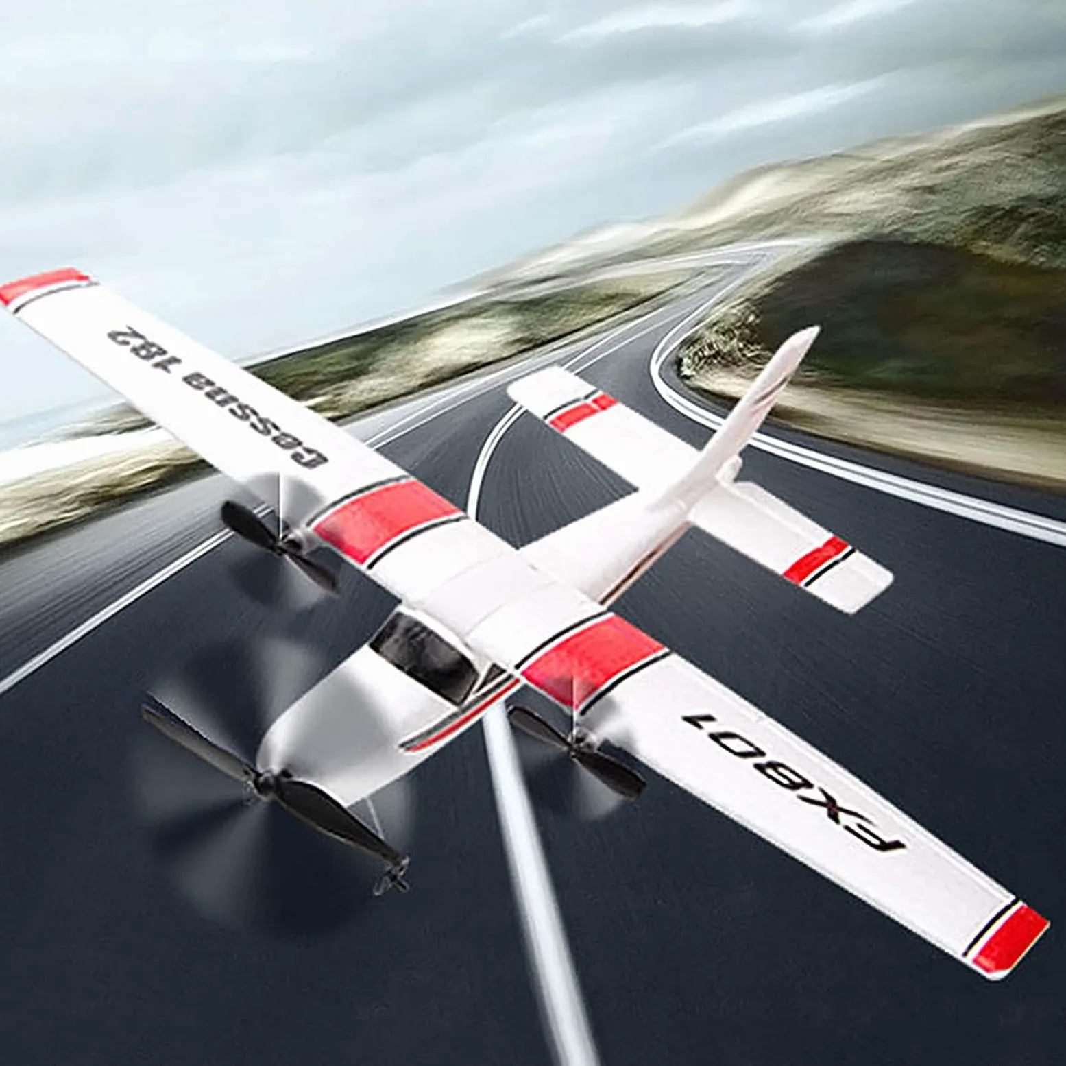 Goolsky FX801 Cessna 182 2,4 GHz 2CH RC Aereo Outdoor Giocattolo per Bambini Ragazzi con 3 Batterie