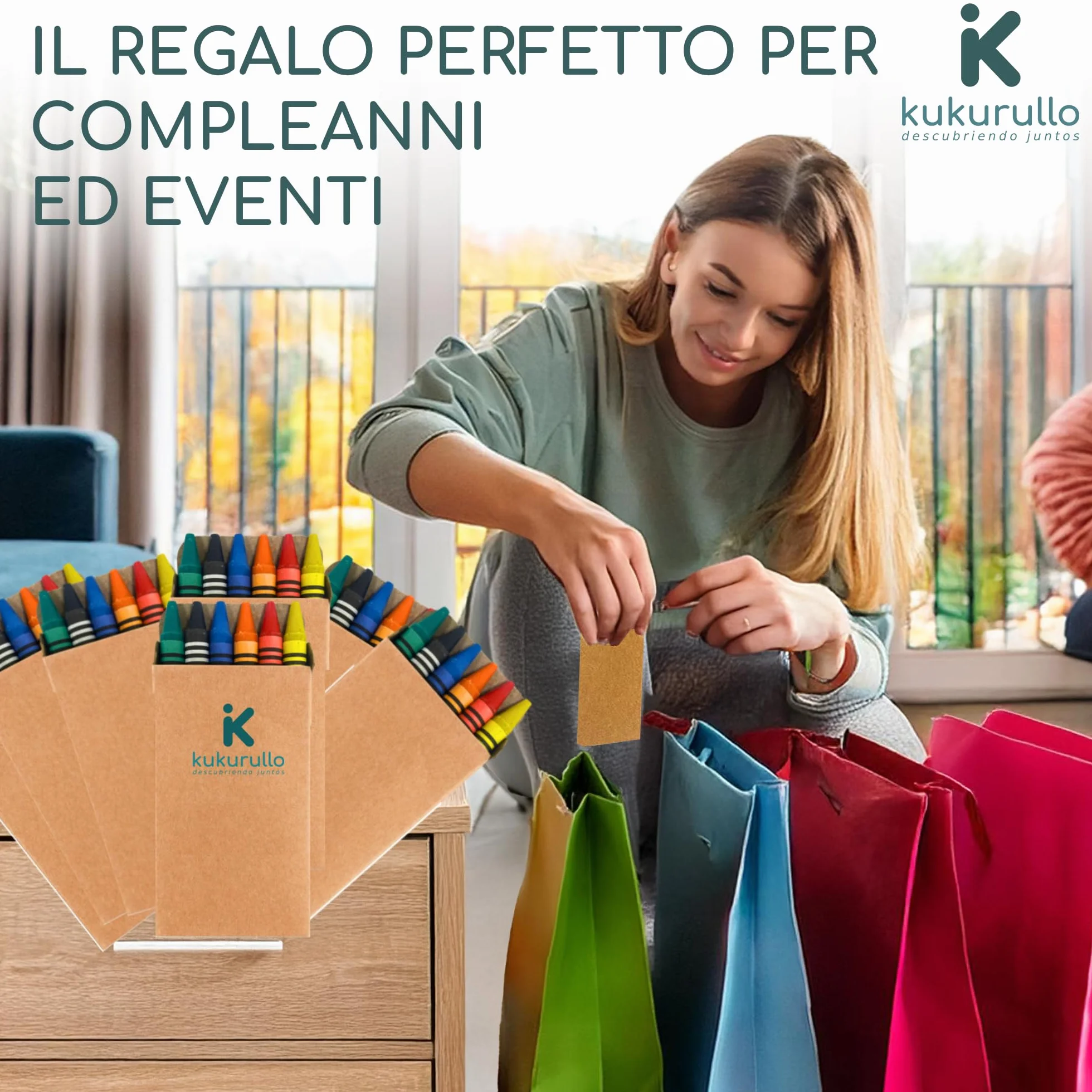 Gadget compleanno bambini - Set di 25 scatole di pastelli a cera colorati - Regalini fine festa per bambini - 6 pastelli per scatola - Perfetti per compleanni e bustine regalo