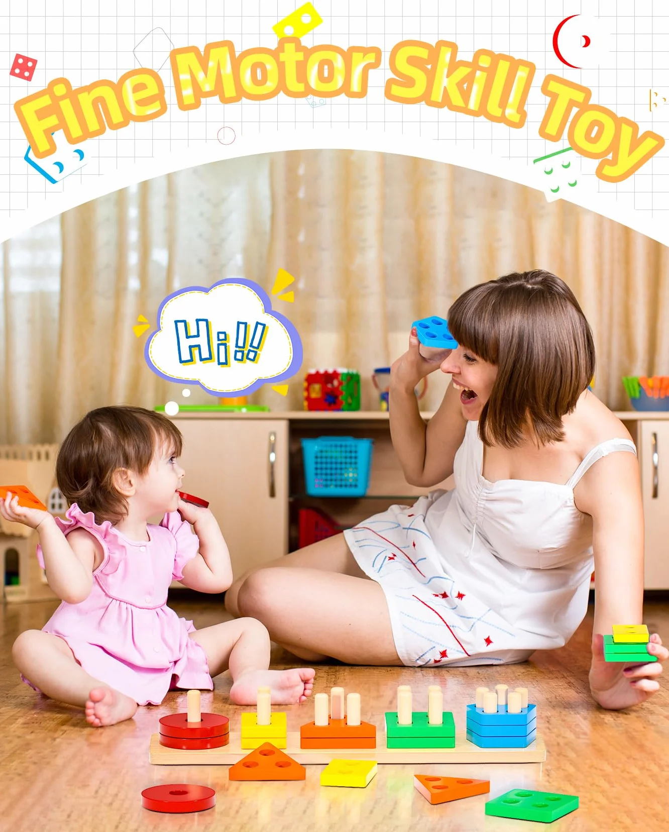 Uping Giochi Bambini 1 2 3 Anni Giochi Montessori 1 2 3 Anni Giochi Educativi Puzzle in Legno Ordinamento e Impilamento Regalo Bambino