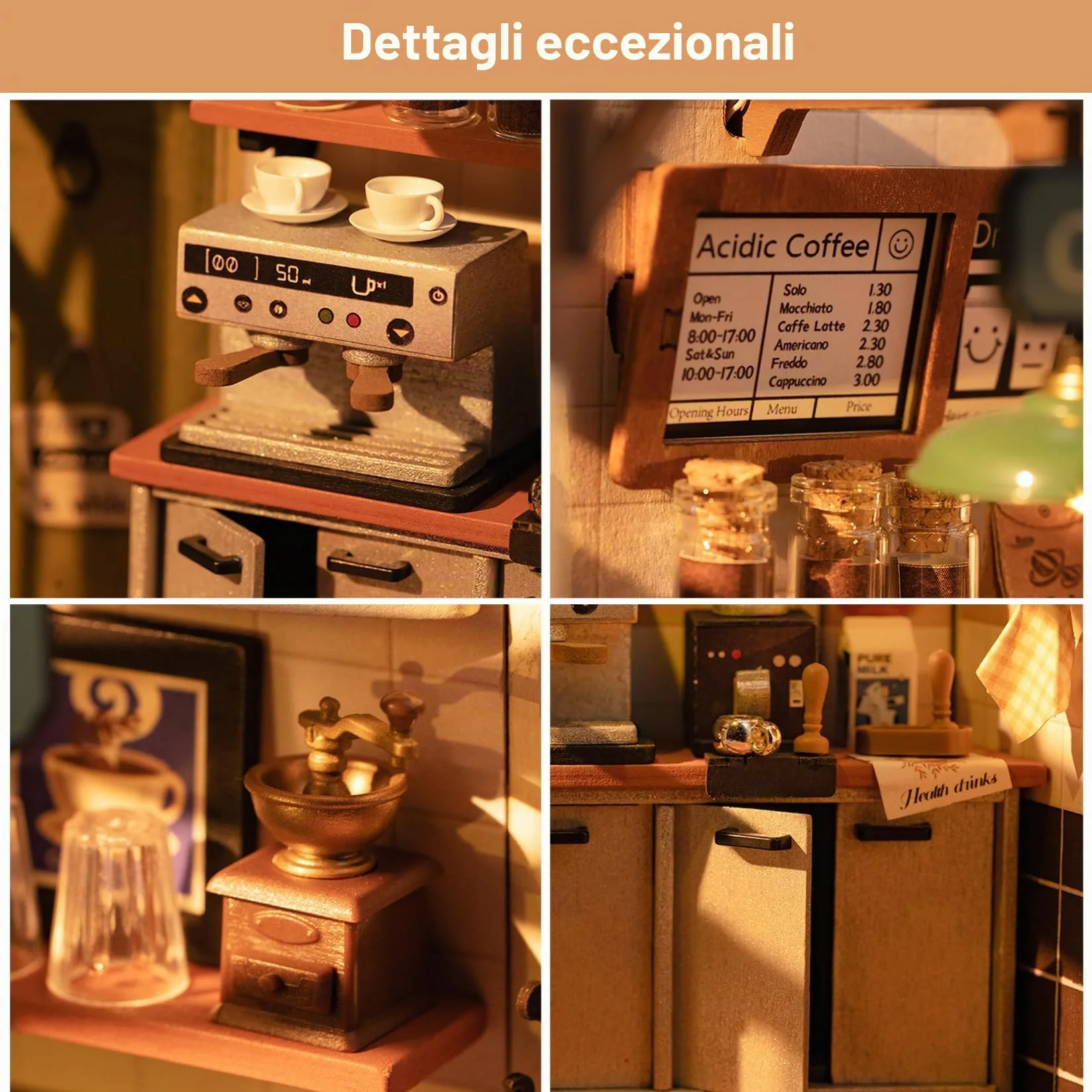 Rolife Casa delle Bambole Casa in Miniatura Regalo di Natale Compleanno per Donne Kit di Modelli per Adulti da Costruire con Accessori (NO.17 Café)