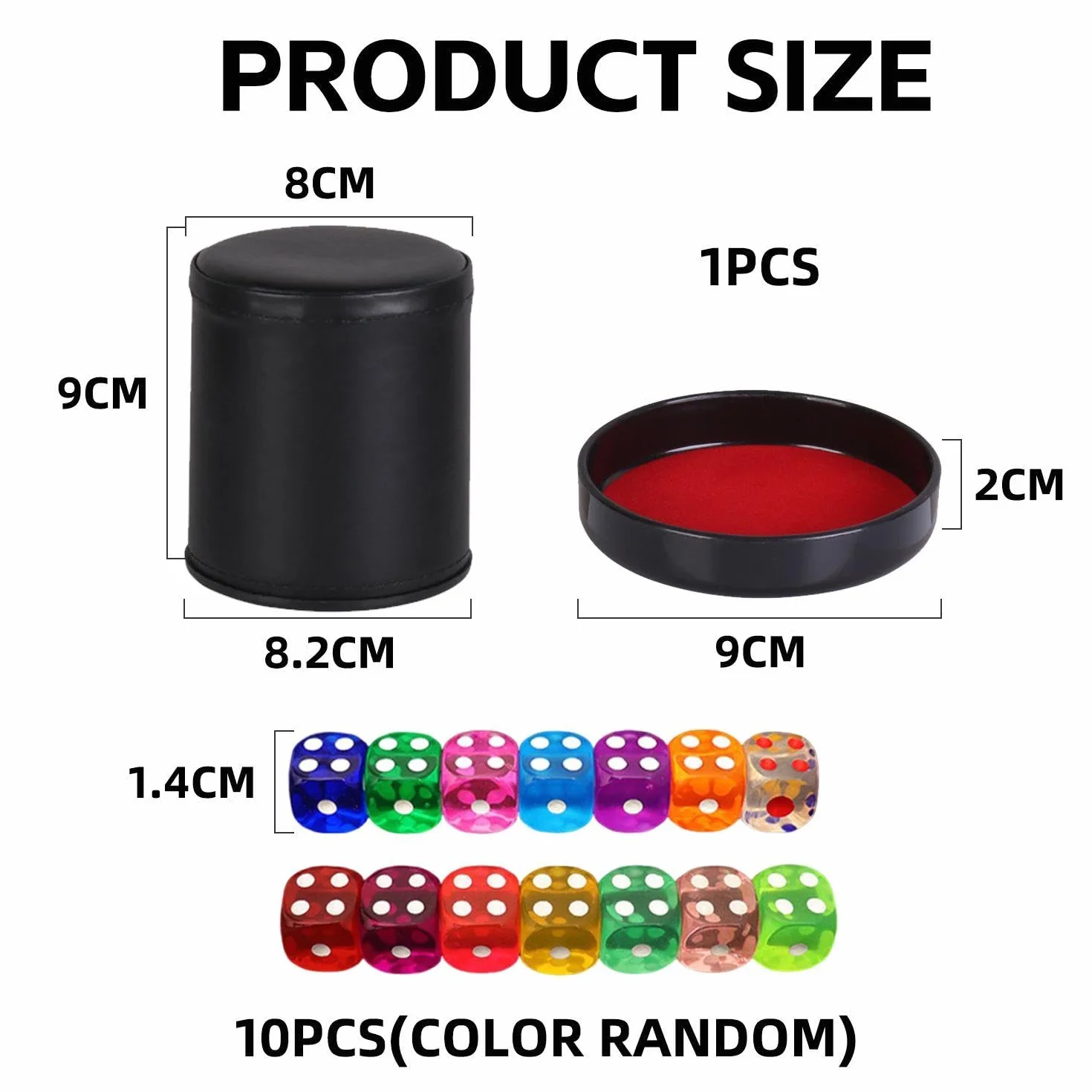 1 Tazza per Dadi in Pelle E Velluto con Coperchio E 10 Dadi Colorati, Accessori per Giochi da Tavolo, Giochi di società Interattivi, Giocattoli da Lancio