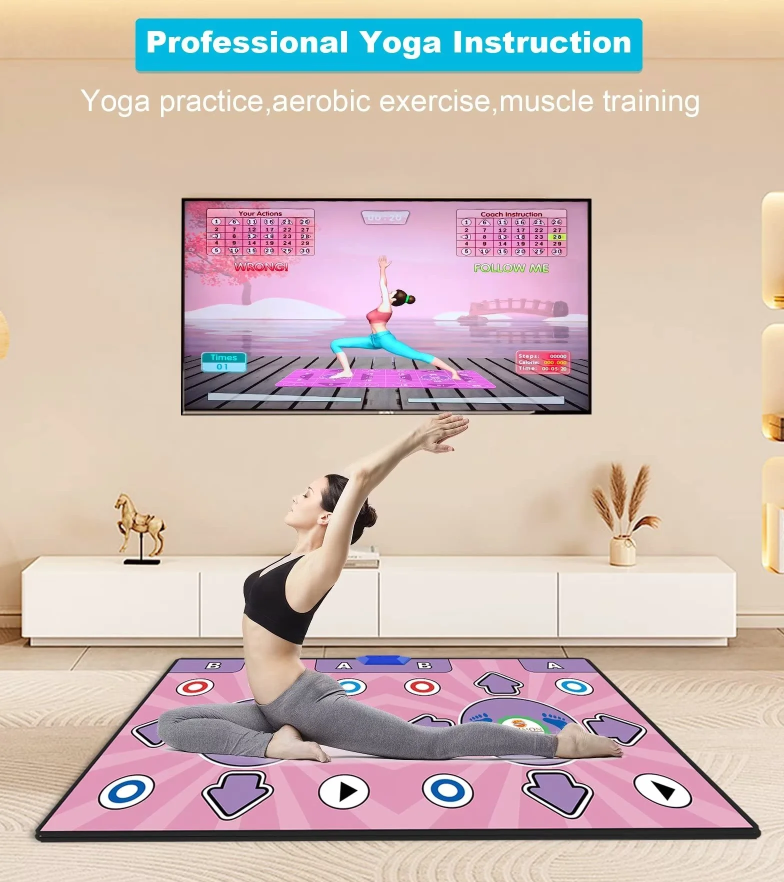 Tappetino da Ballo Doppio con Connessione TV HDMI, Antiscivolo, Senza Fili, Flanella