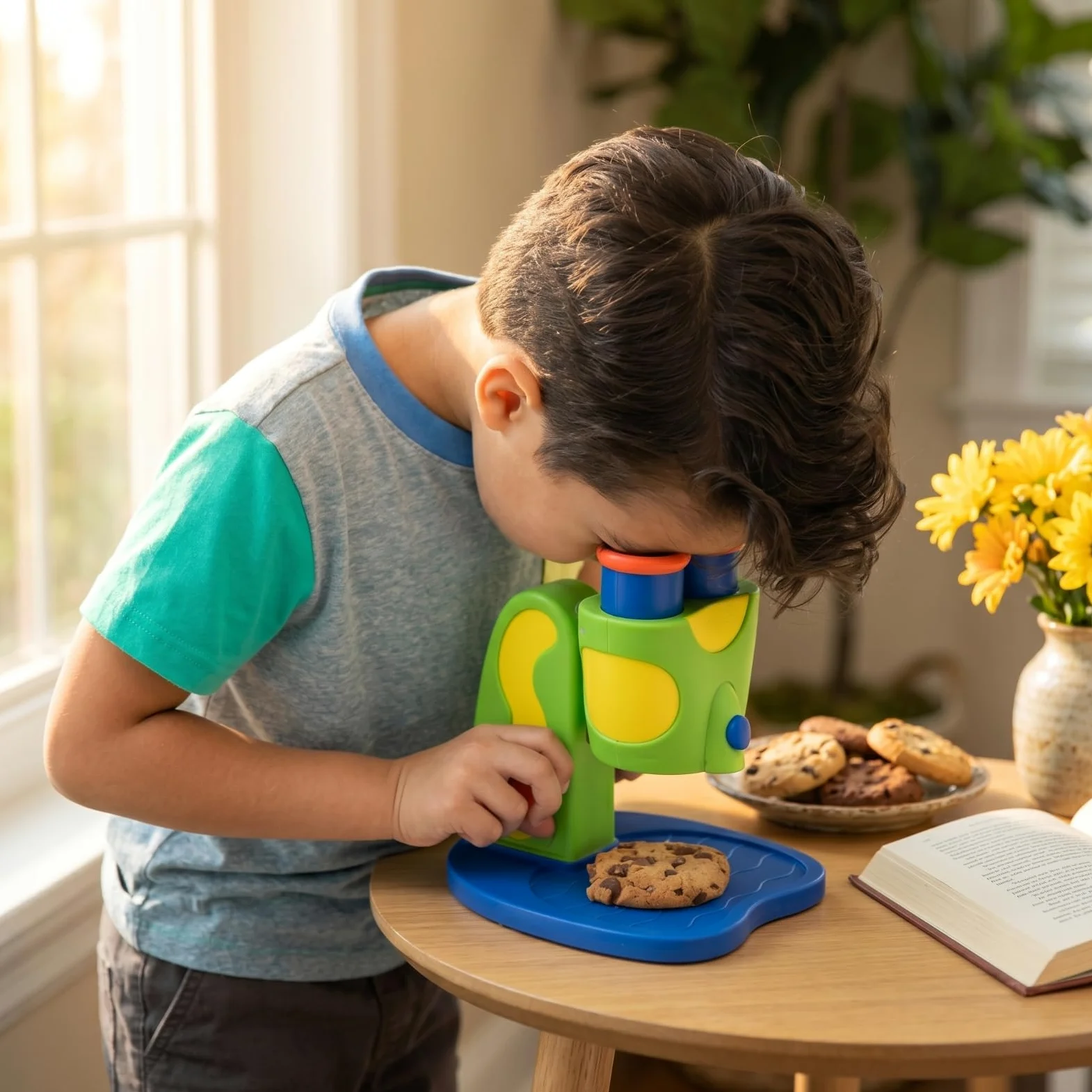 kowaku Microscopio Giocattolo Ottico Microscopio con Luce LED Compatto per Bambini