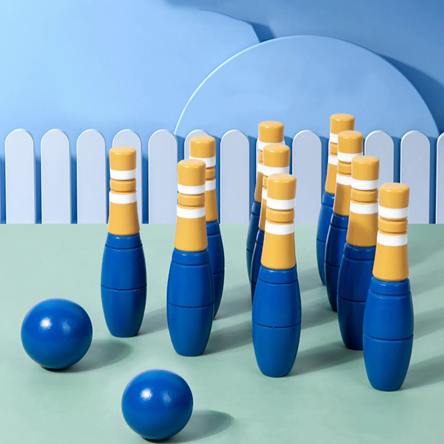 13 Pezzi Set Bowling Bambini Gioco Bowling Legno Gioco Educativo Apprendimento Sensoriale Allenamento Coordinazione Sociale Adatto per Sviluppo
