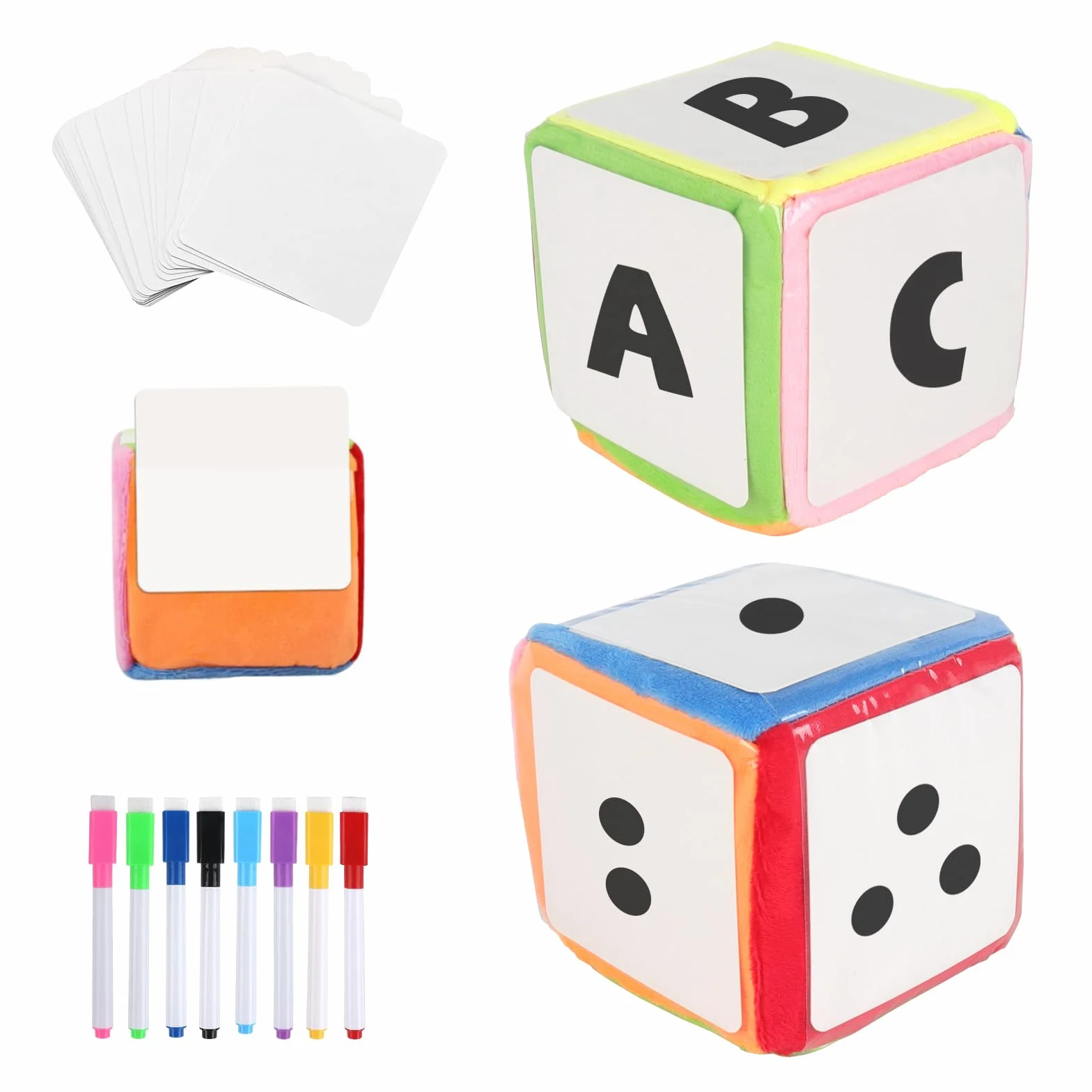 2 Pezzi Dadi Tascabili, 10 CM Cubi Con Tasche Con 50 Carte Vuote, Dadi Con Tasca Trasparente, Insegnante Cubi Di Apprendimento, Per Asilo, Scuola Materna, Apprendimento Precoce, Scuola Materna