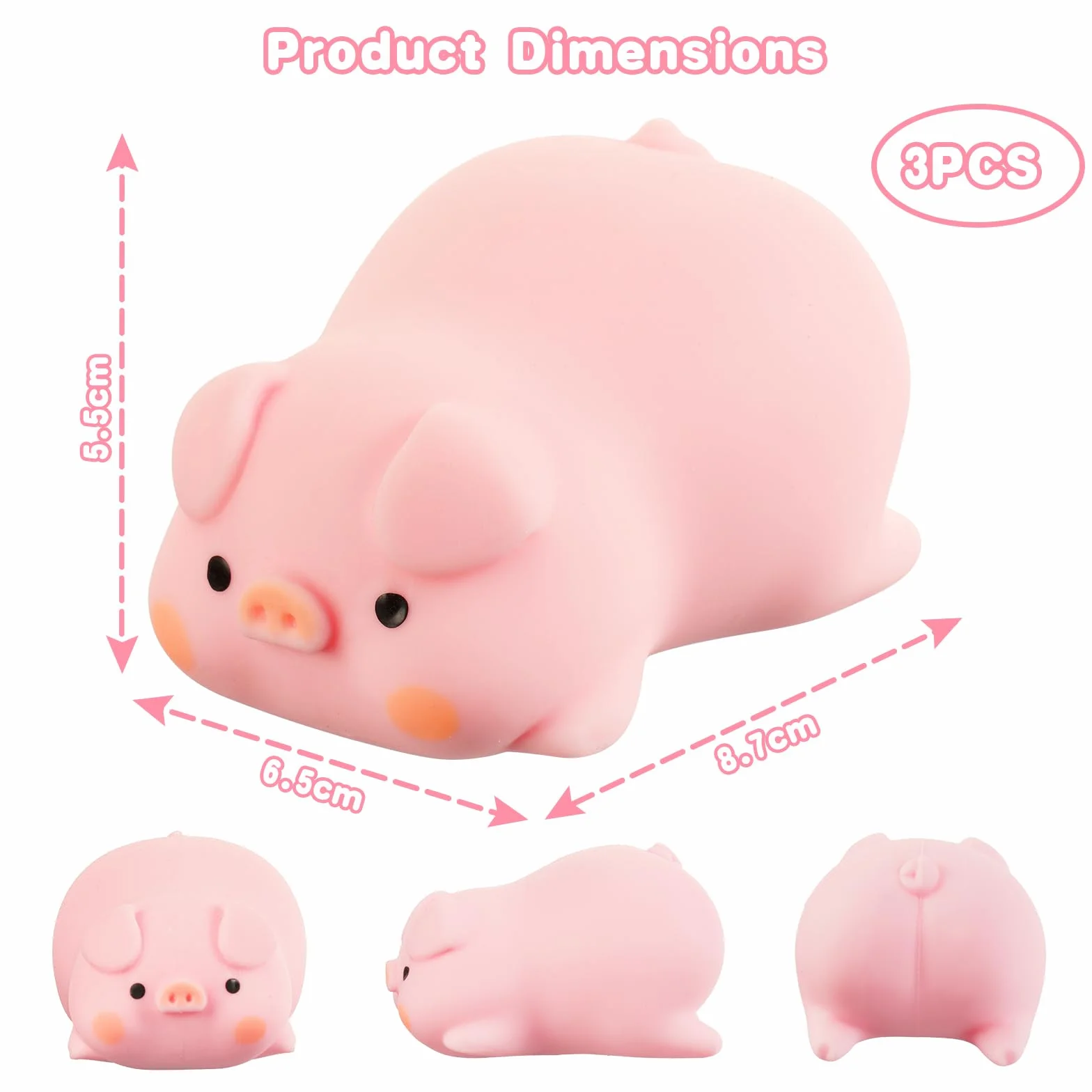 Squishy Squeeze Giocattoli Antistress 3PZ Maiale Cucciolo Panda Morbidi