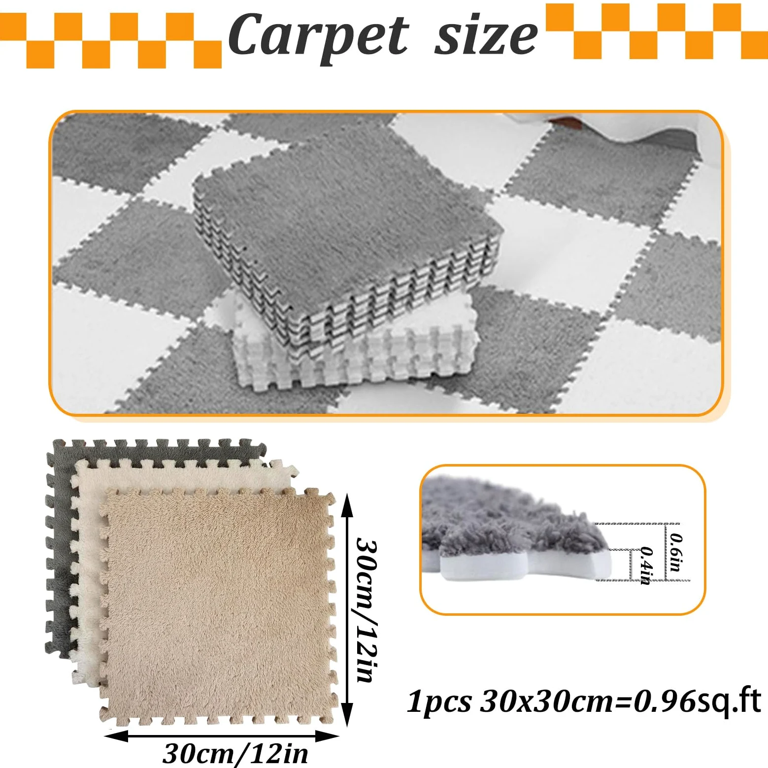 Tappeto ad Incastro Quadrato a Incastro, Tappeto in Schiuma a Puzzle, Morbido e soffice, per Soggiorno, Decorazione della Camera da Letto, Tappeto in Schiuma,Green-20pcs