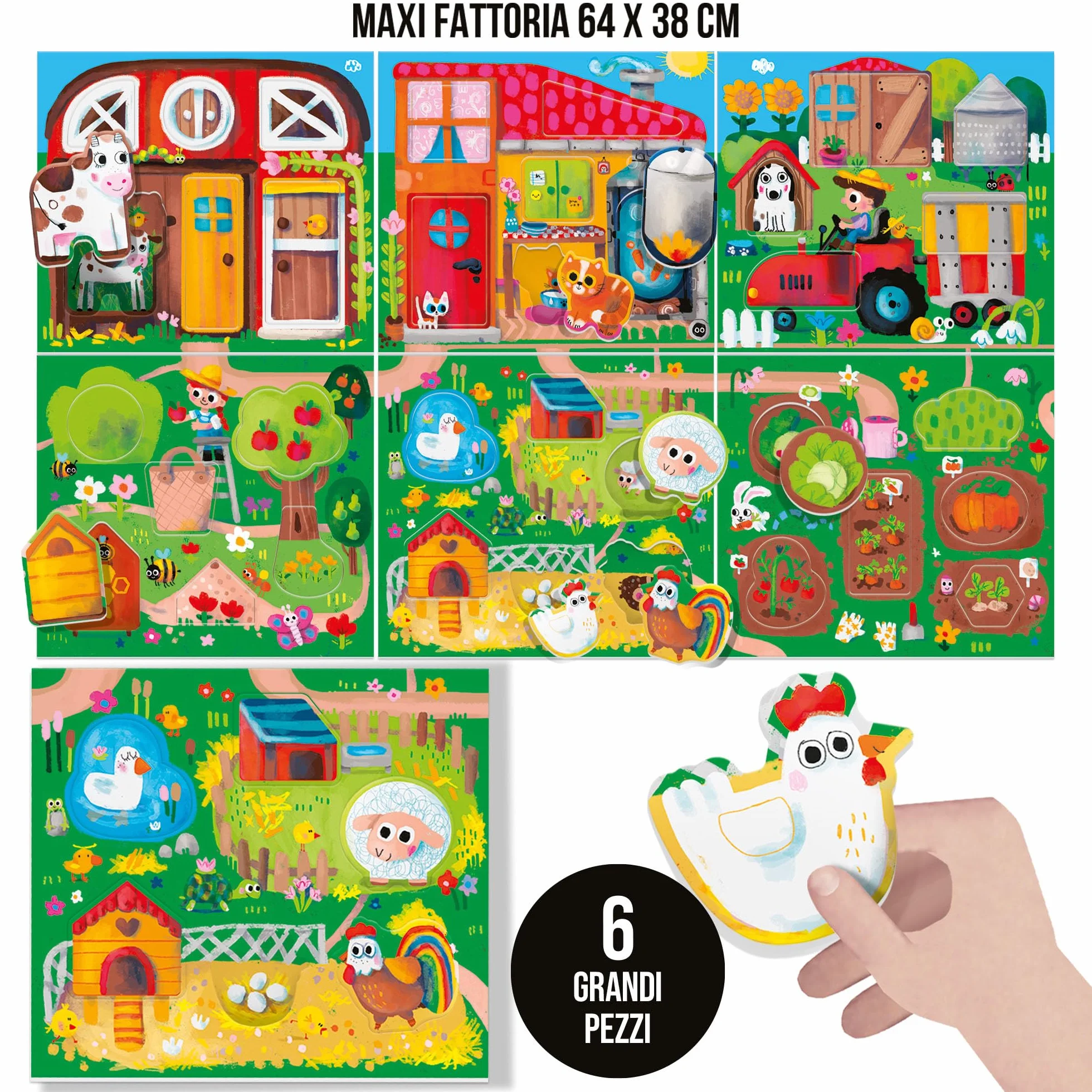Headu Fattoria Prime Scoperte Montessori La prima fattoria didattica alza, scopri e impara! IT54983 Gioco Educativo Per Bambini 2-4 Anni Made In Italy